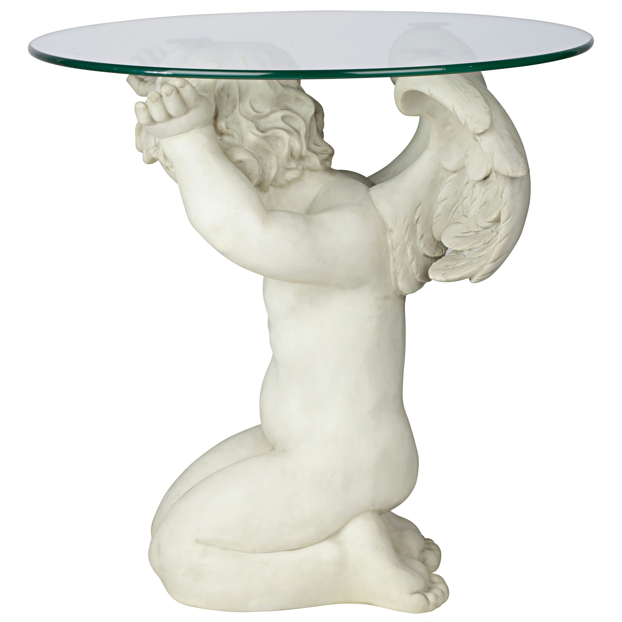 Toscano - Cherubs Care Angelic Sculptural Table in Antique Stone, Designer Resin