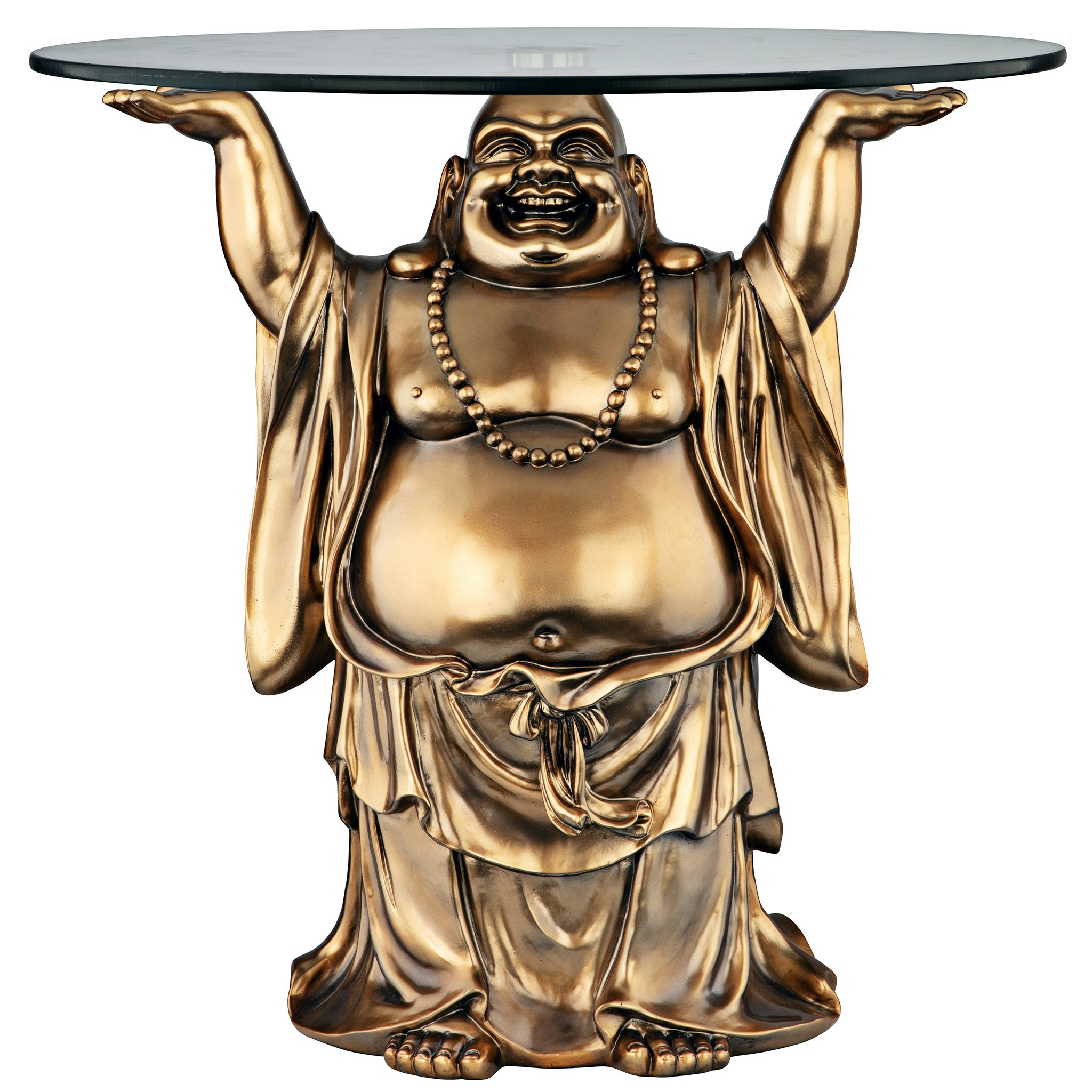 Toscano - Jolly Hotei Buddha Sculptural Table in Bronze, Designer Resin