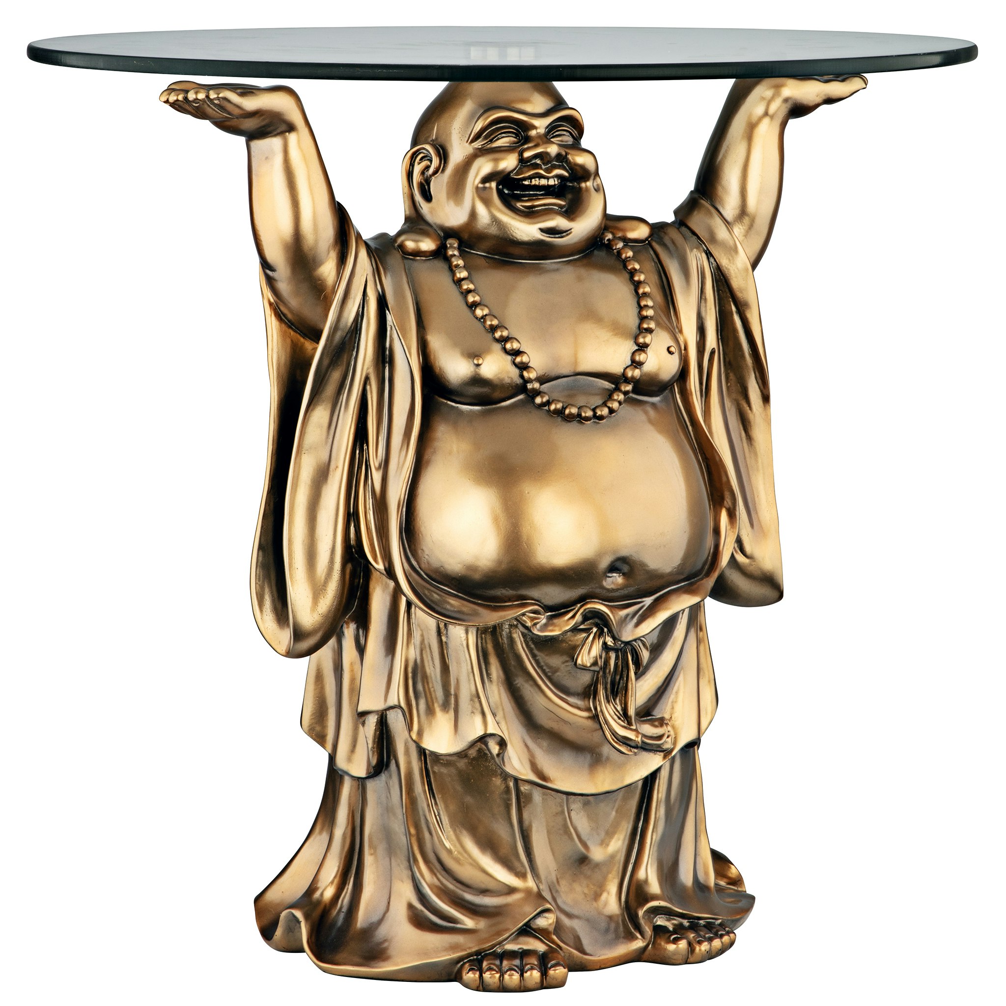 Toscano - Jolly Hotei Buddha Sculptural Table in Bronze, Designer Resin