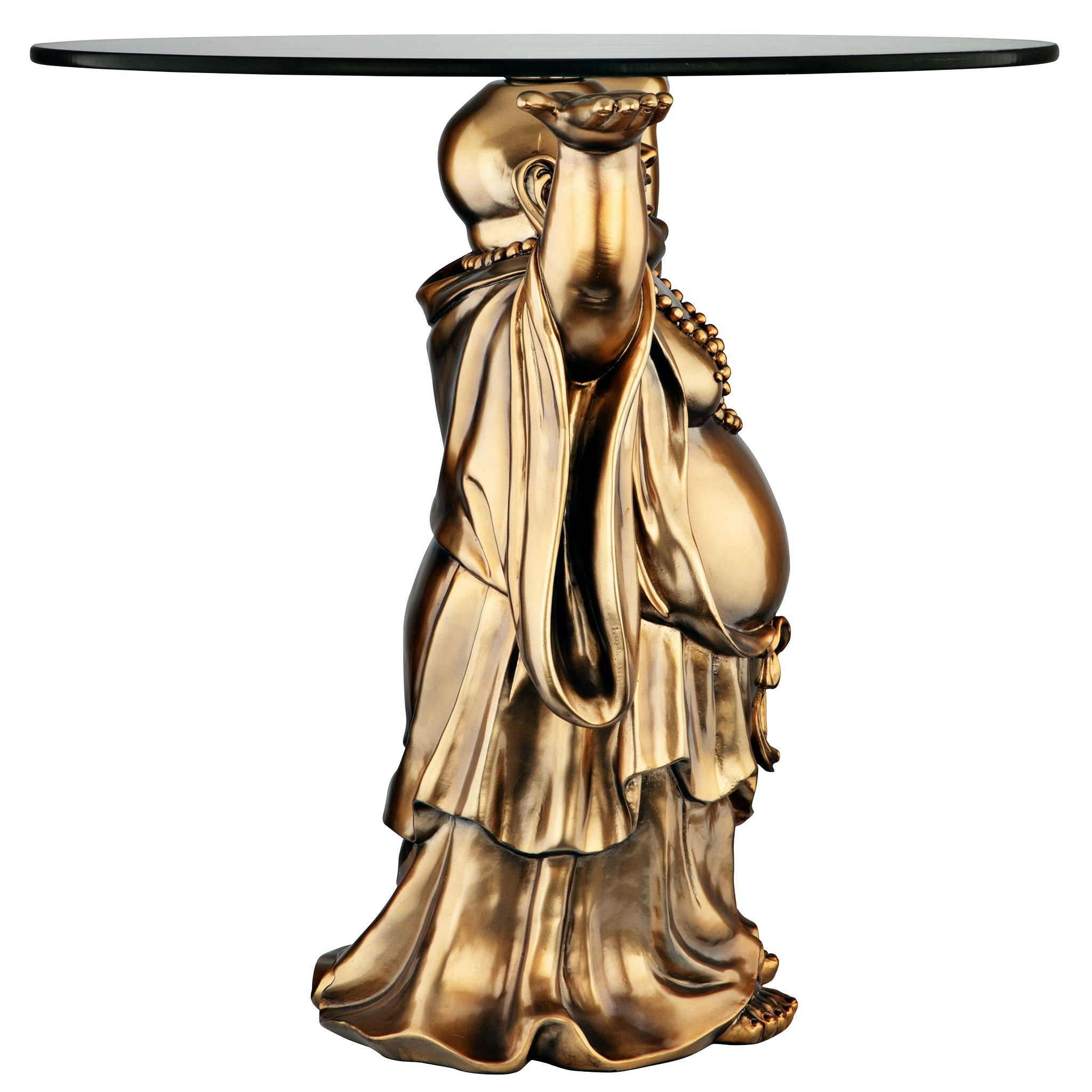 Toscano - Jolly Hotei Buddha Sculptural Table in Bronze, Designer Resin