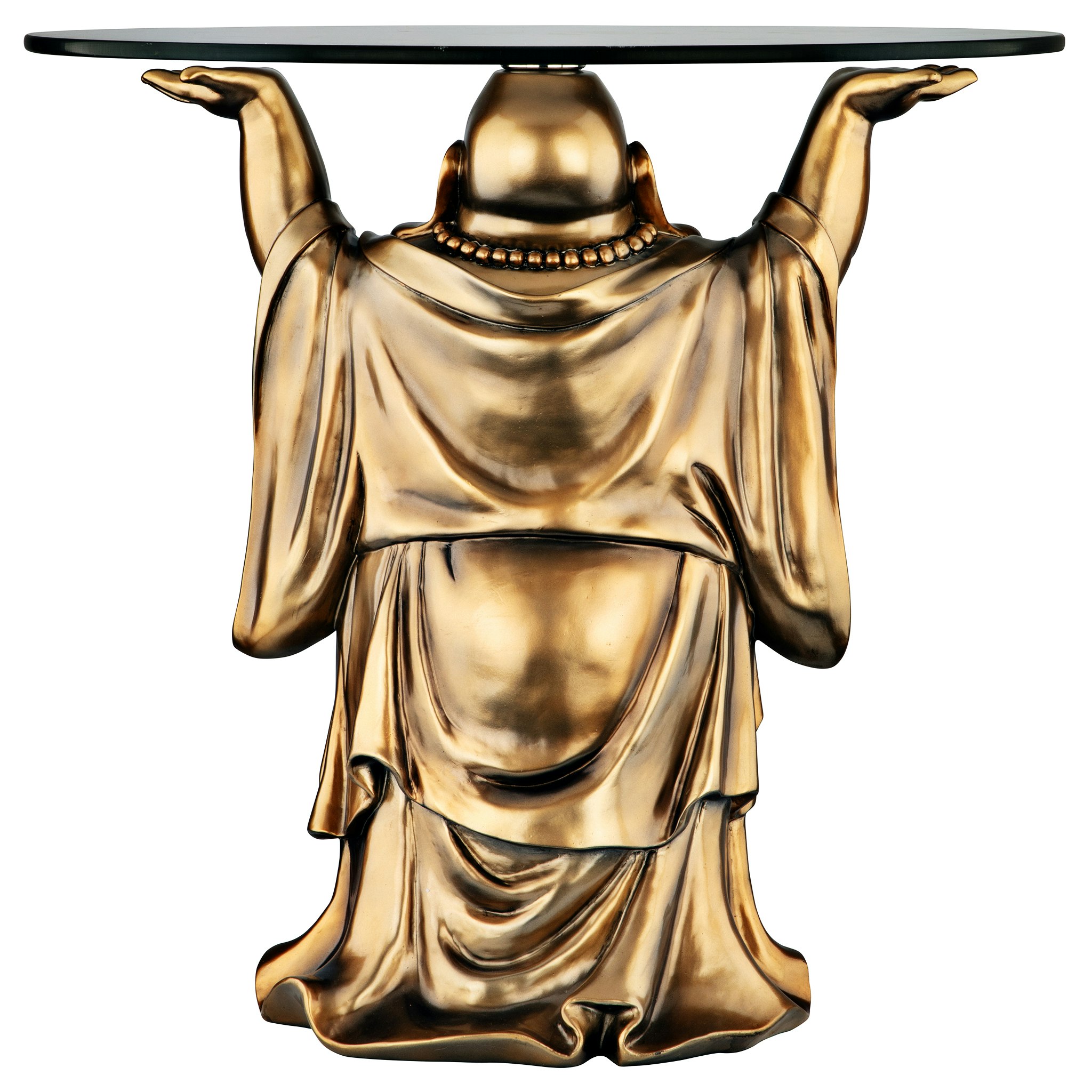 Toscano - Jolly Hotei Buddha Sculptural Table in Bronze, Designer Resin