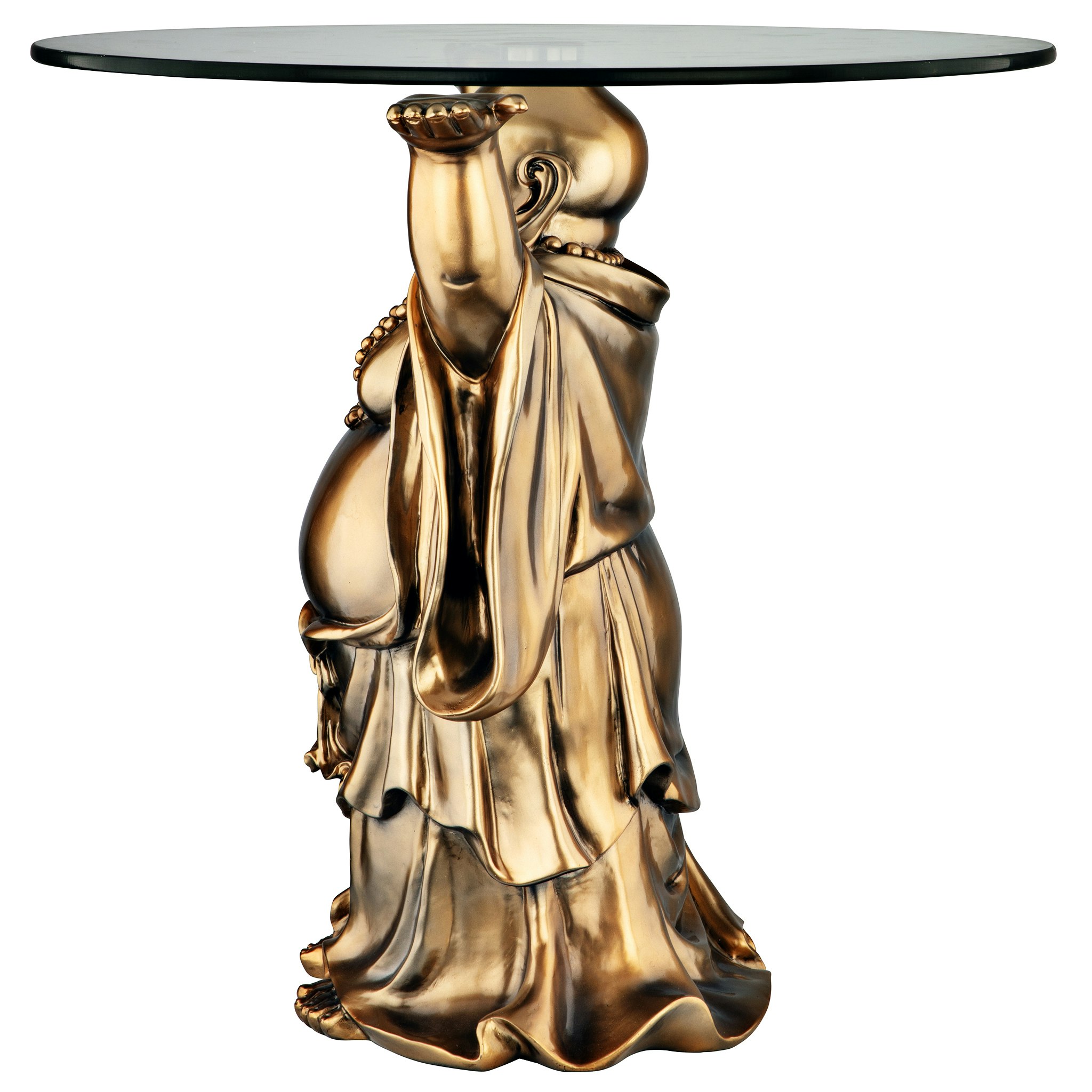 Toscano - Jolly Hotei Buddha Sculptural Table in Bronze, Designer Resin