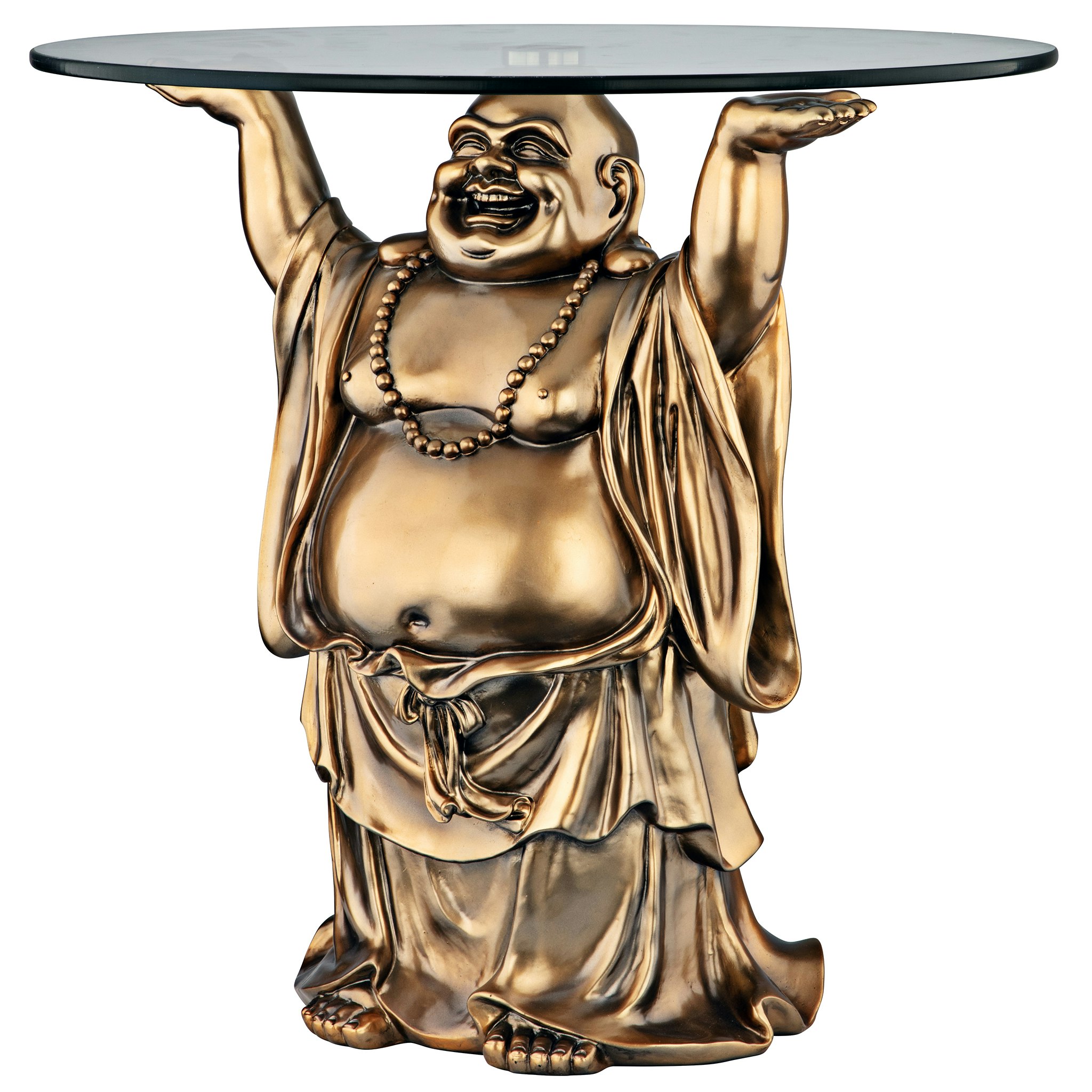 Toscano - Jolly Hotei Buddha Sculptural Table in Bronze, Designer Resin