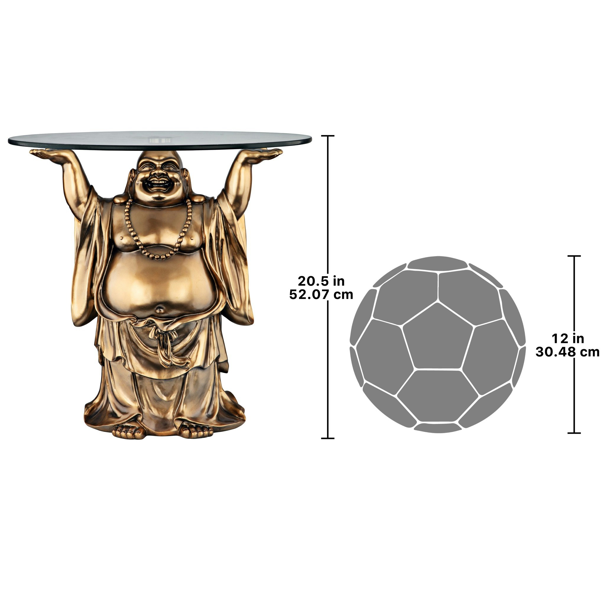 Toscano - Jolly Hotei Buddha Sculptural Table in Bronze, Designer Resin