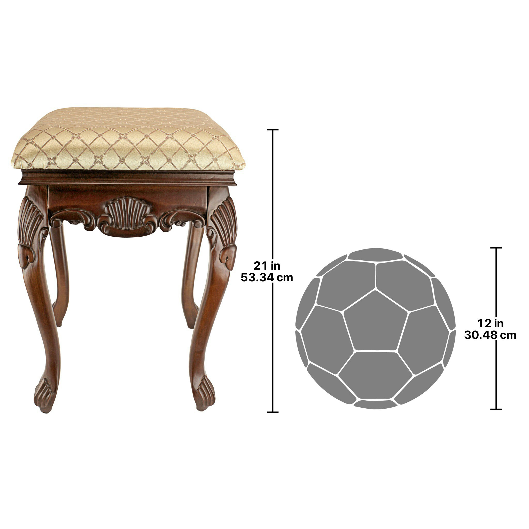 Toscano - Madame Bouvier Boudoir Stool in Walnut, Hardwood