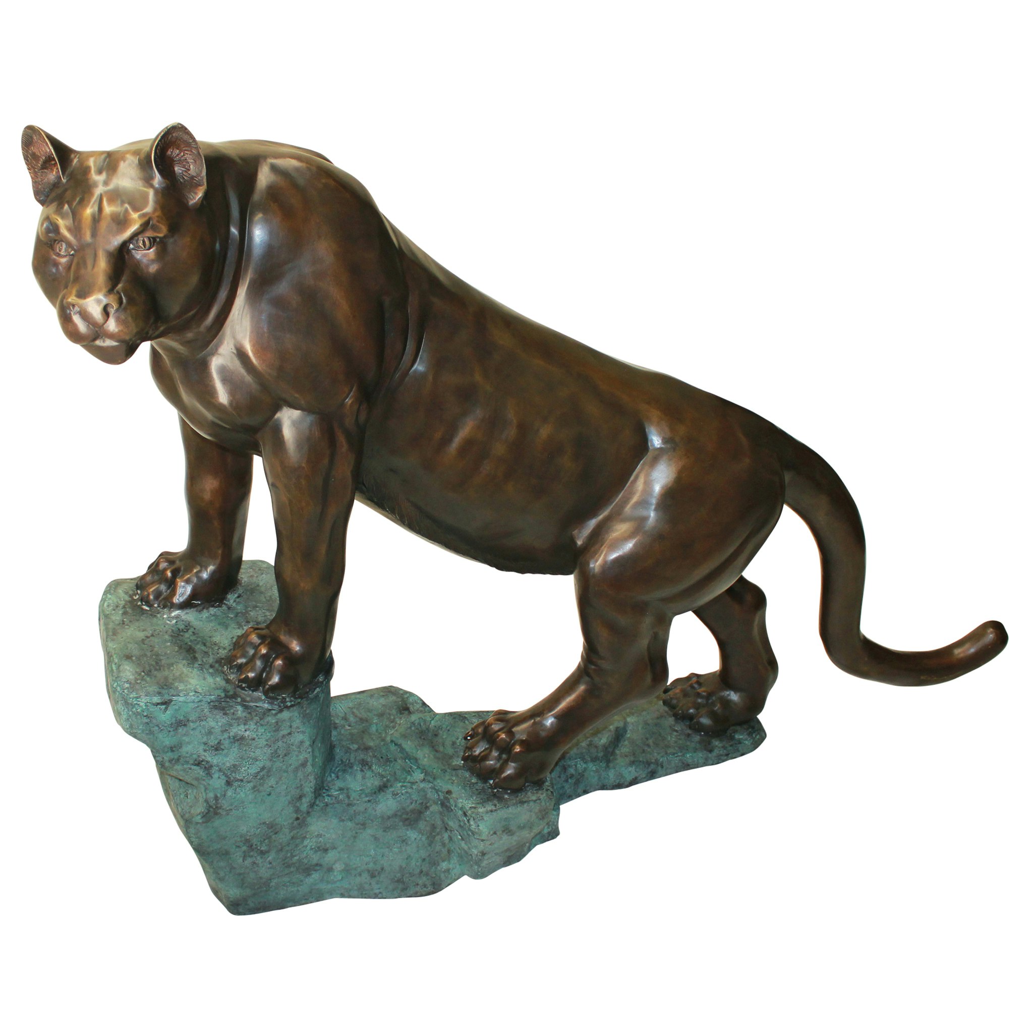 Toscano - Cougar on a Rock Garden Statue