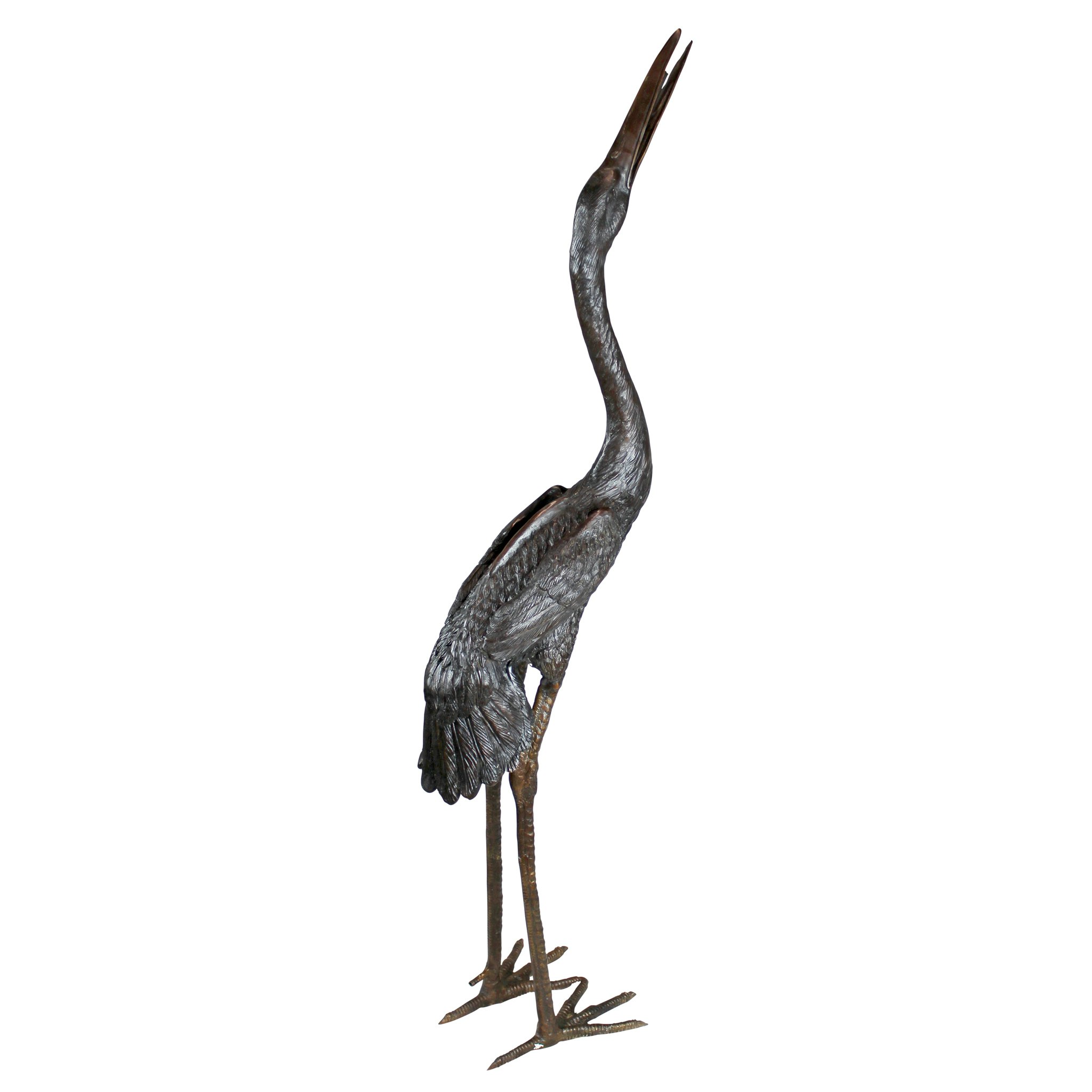 Toscano Heron Piped Large Garden Statue - Head High