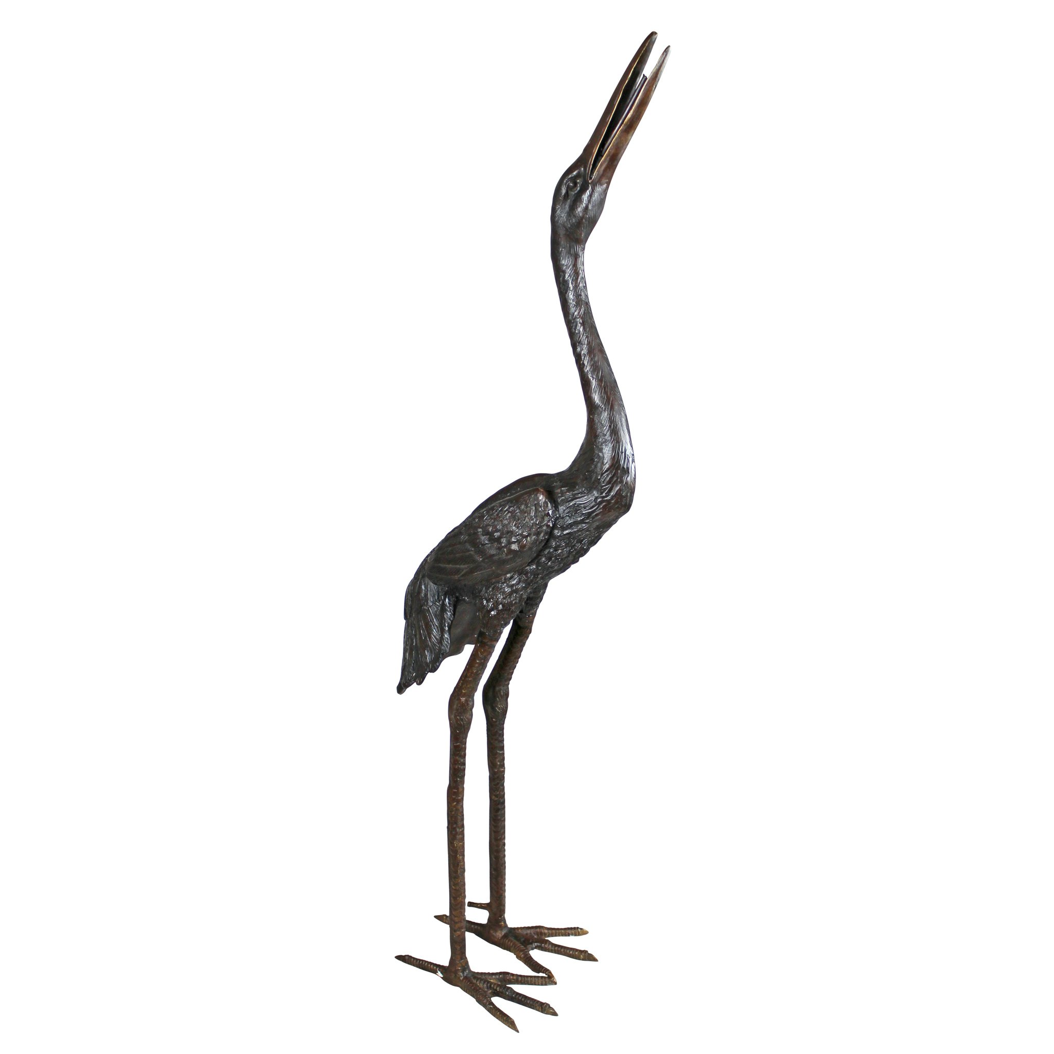 Toscano Heron Piped Large Garden Statue - Head High