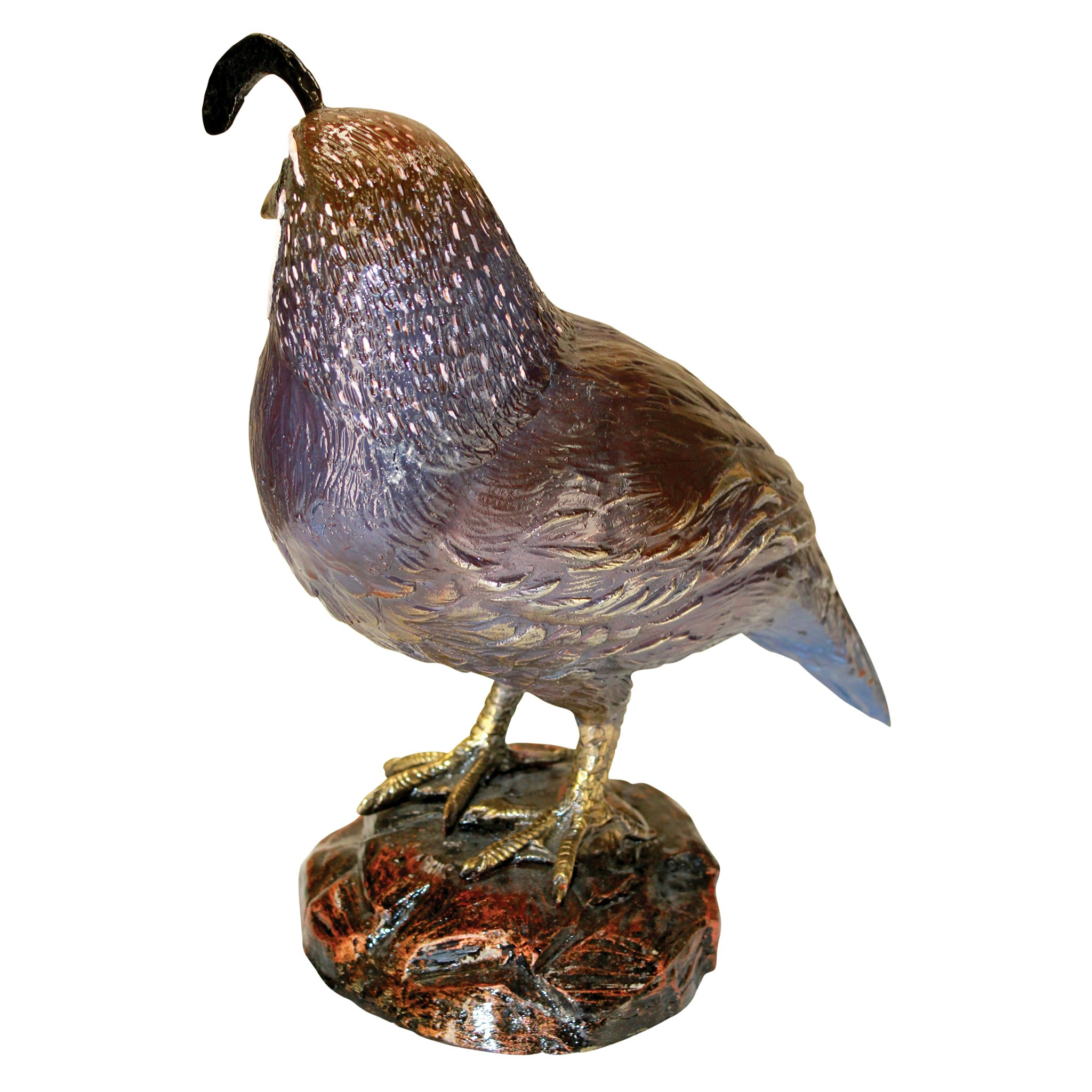 Toscano - Color-Washed Male California Quail Garden Statue