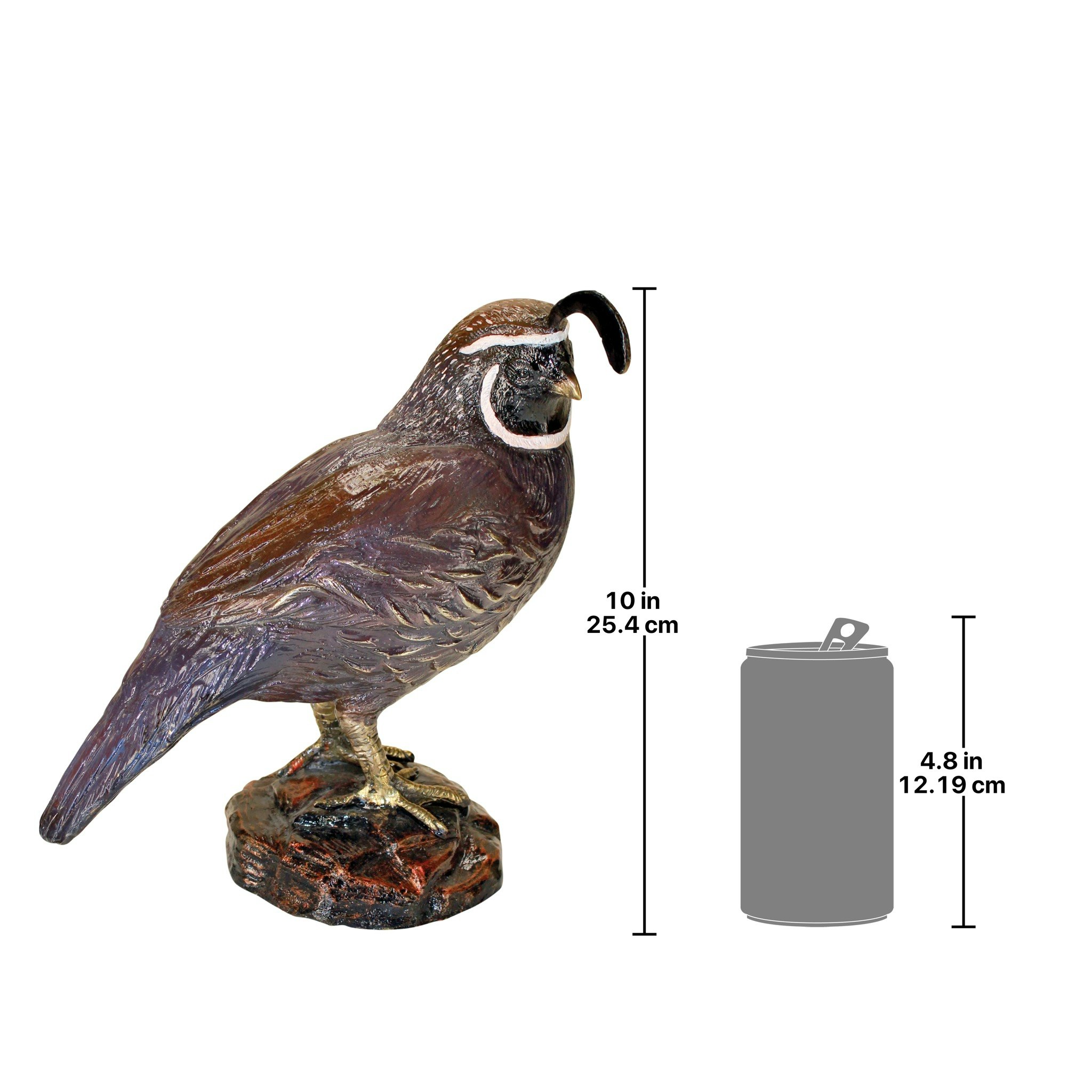 Toscano - Color-Washed Male California Quail Garden Statue