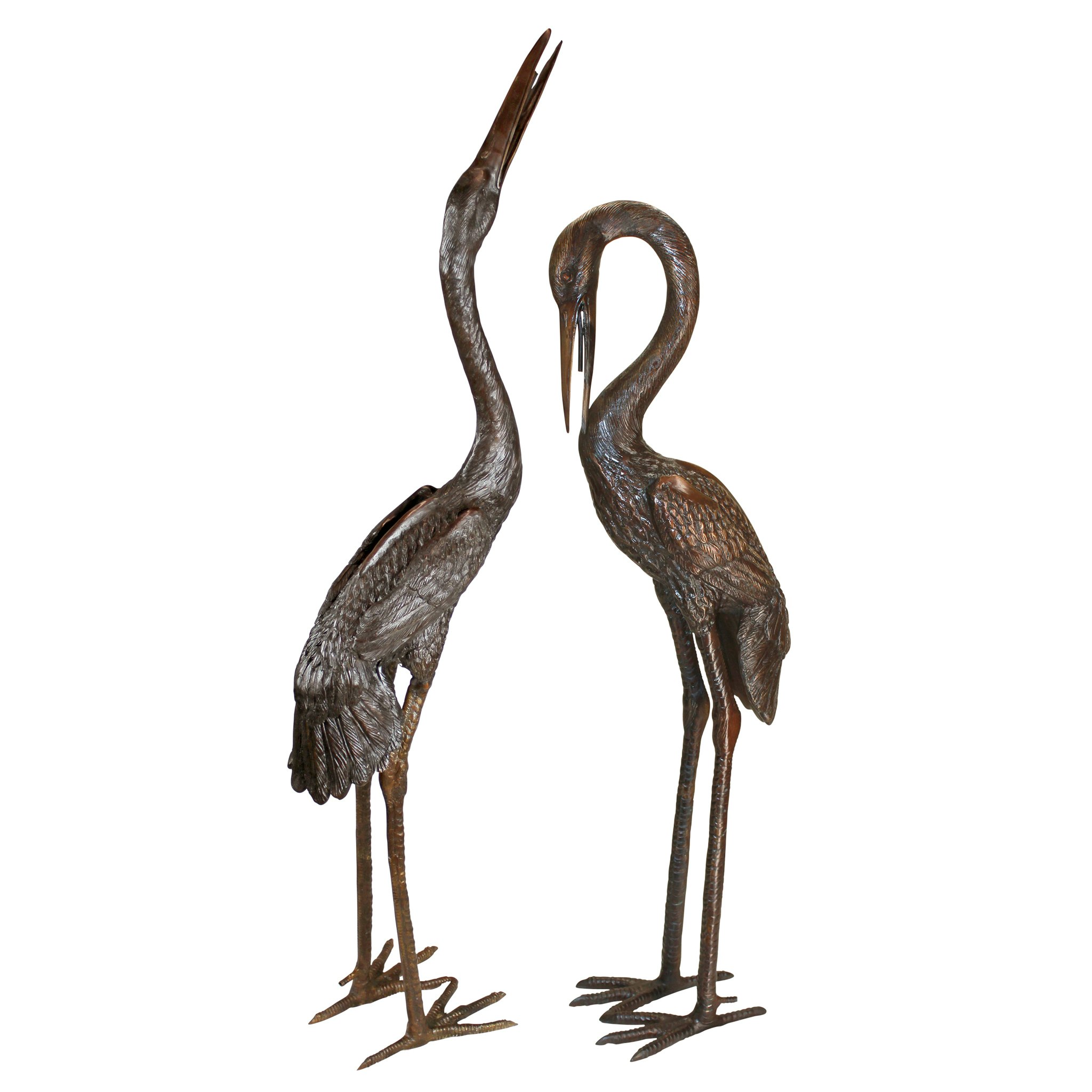 Toscano - Set of 2 Large Herons Piped Garden Statues