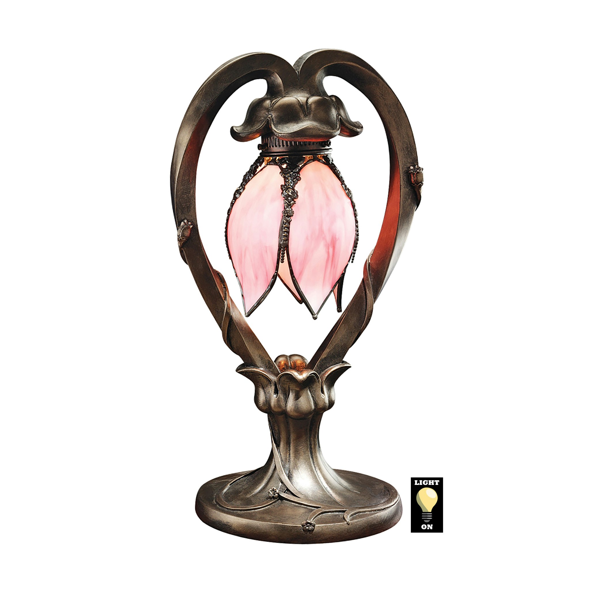 Toscano - Victorian Hanging Tulip Lamp in Bronze, Stained Glass