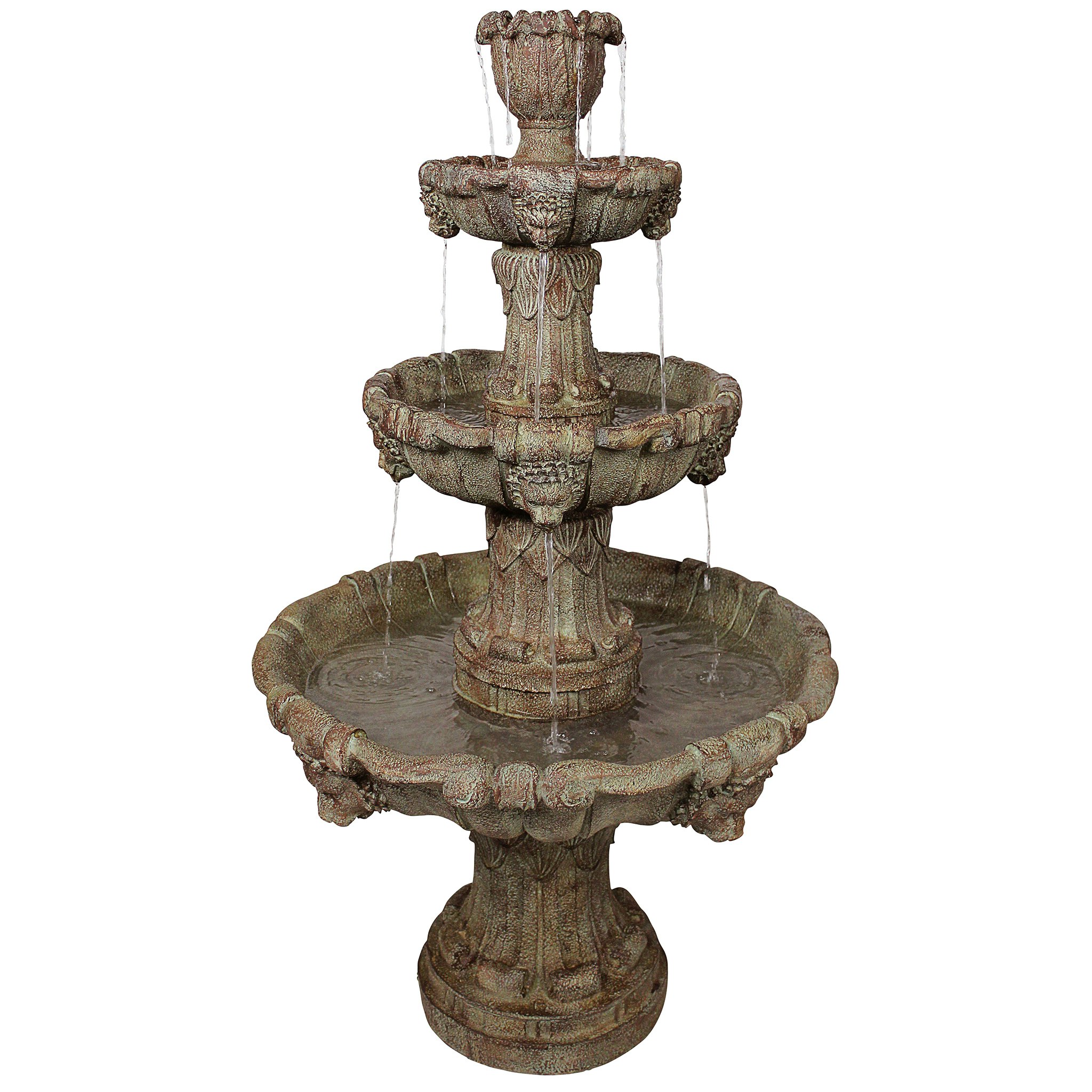 Toscano Medici Lion Four-Tier Fountain - Brown Stone