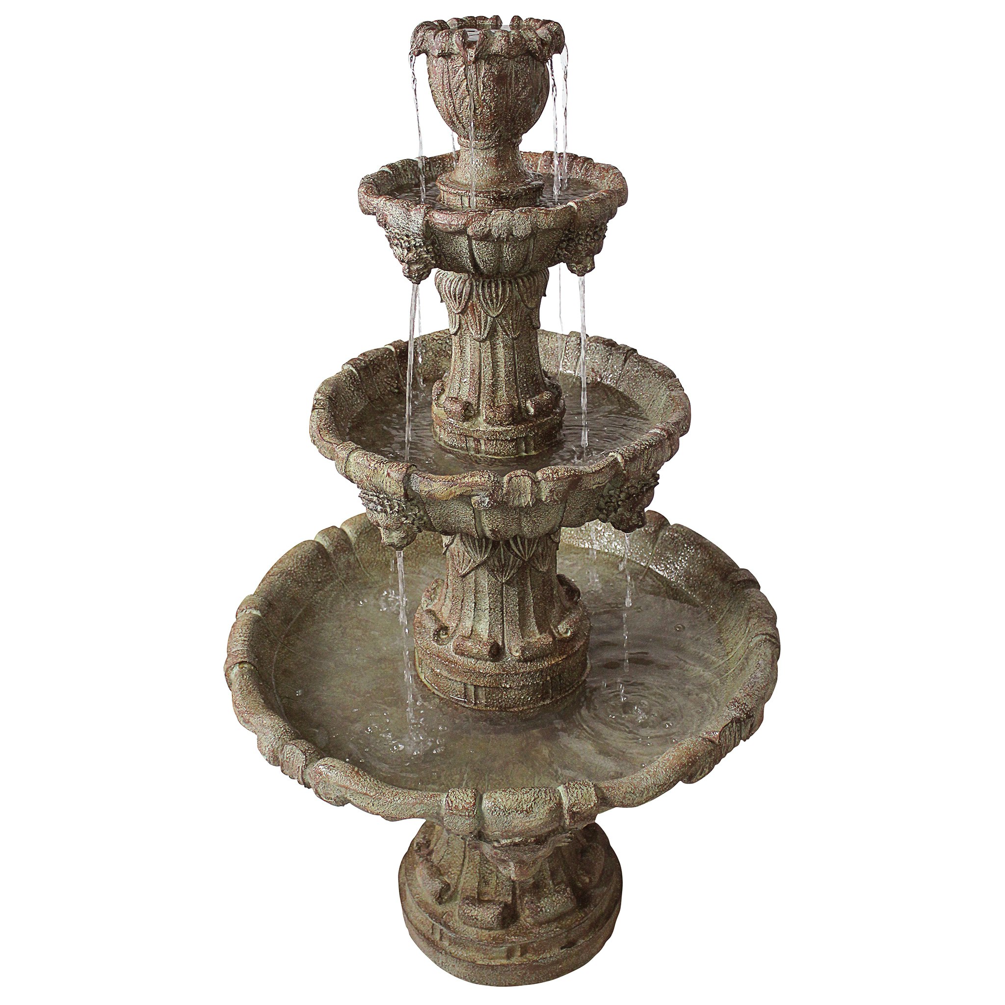 Toscano Medici Lion Four-Tier Fountain - Brown Stone