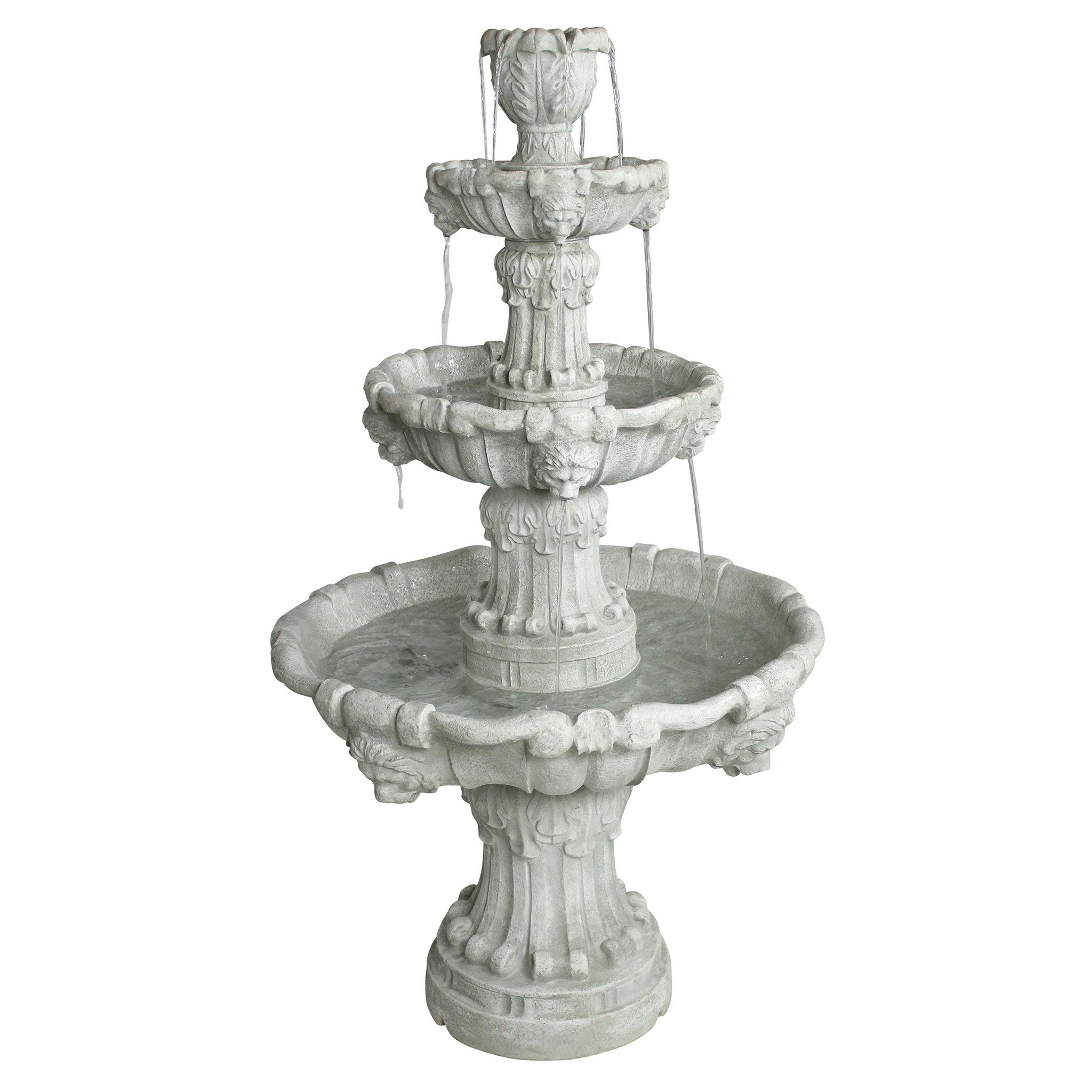 Toscano Medici Lion Four-Tier Fountain - Antique Stone Finish