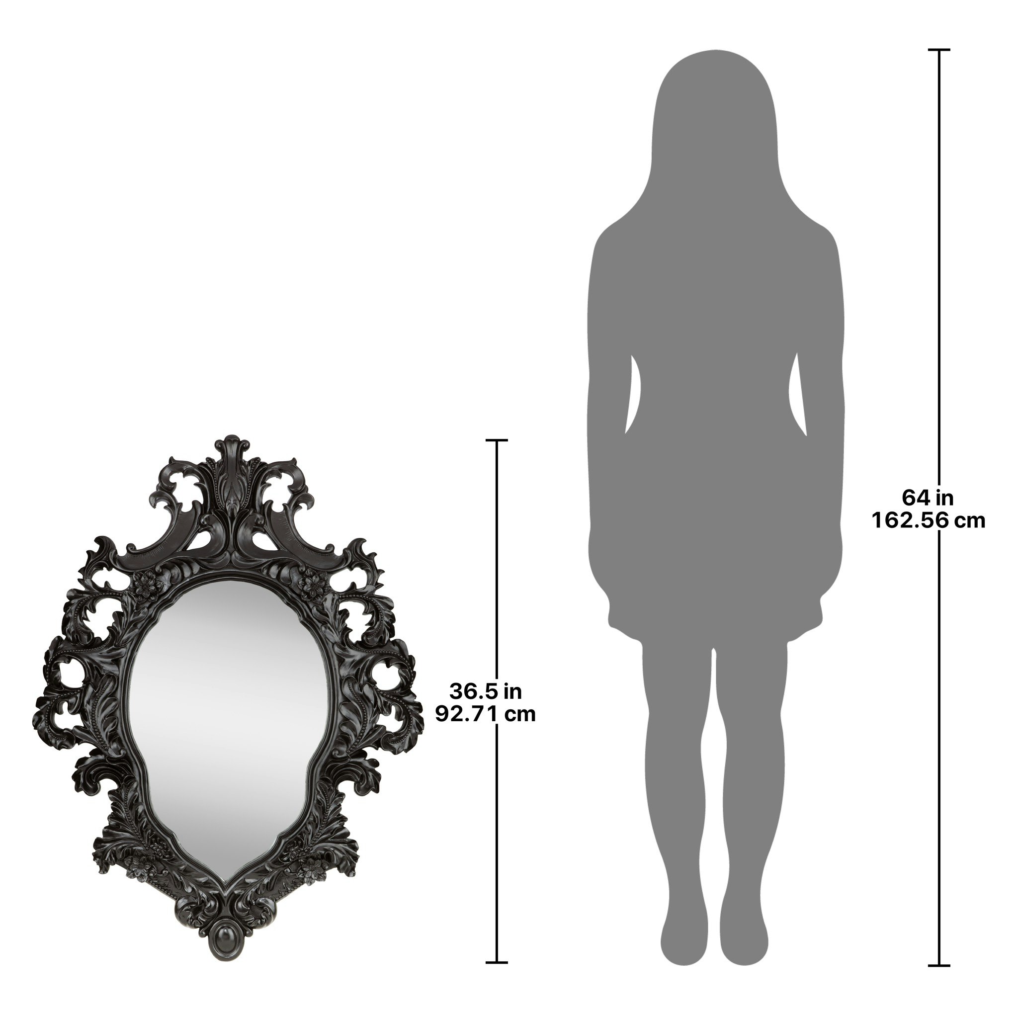 Toscano Madame Antoinette Salon Mirror - Ebony, Designer Resin