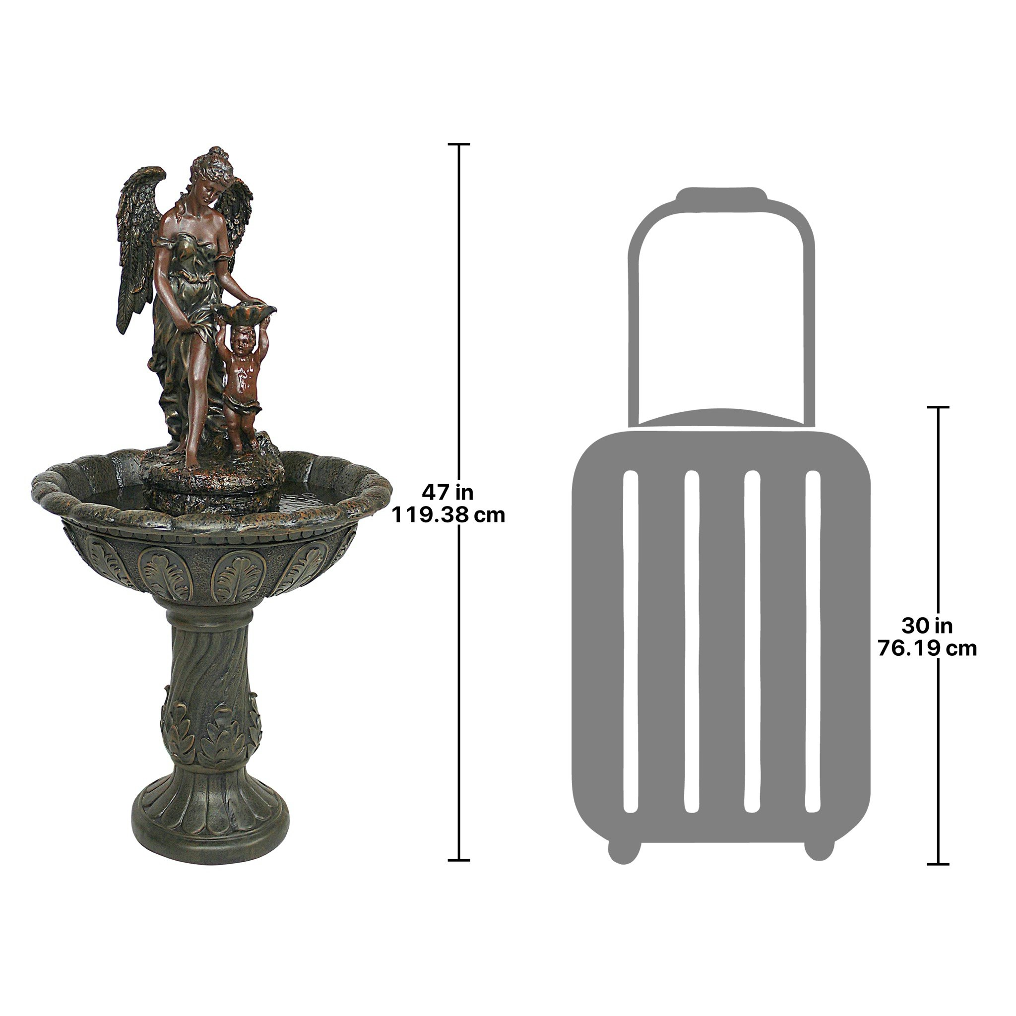 Toscano Heavenly Moments Angel Sculptural Fountain - Verdigris