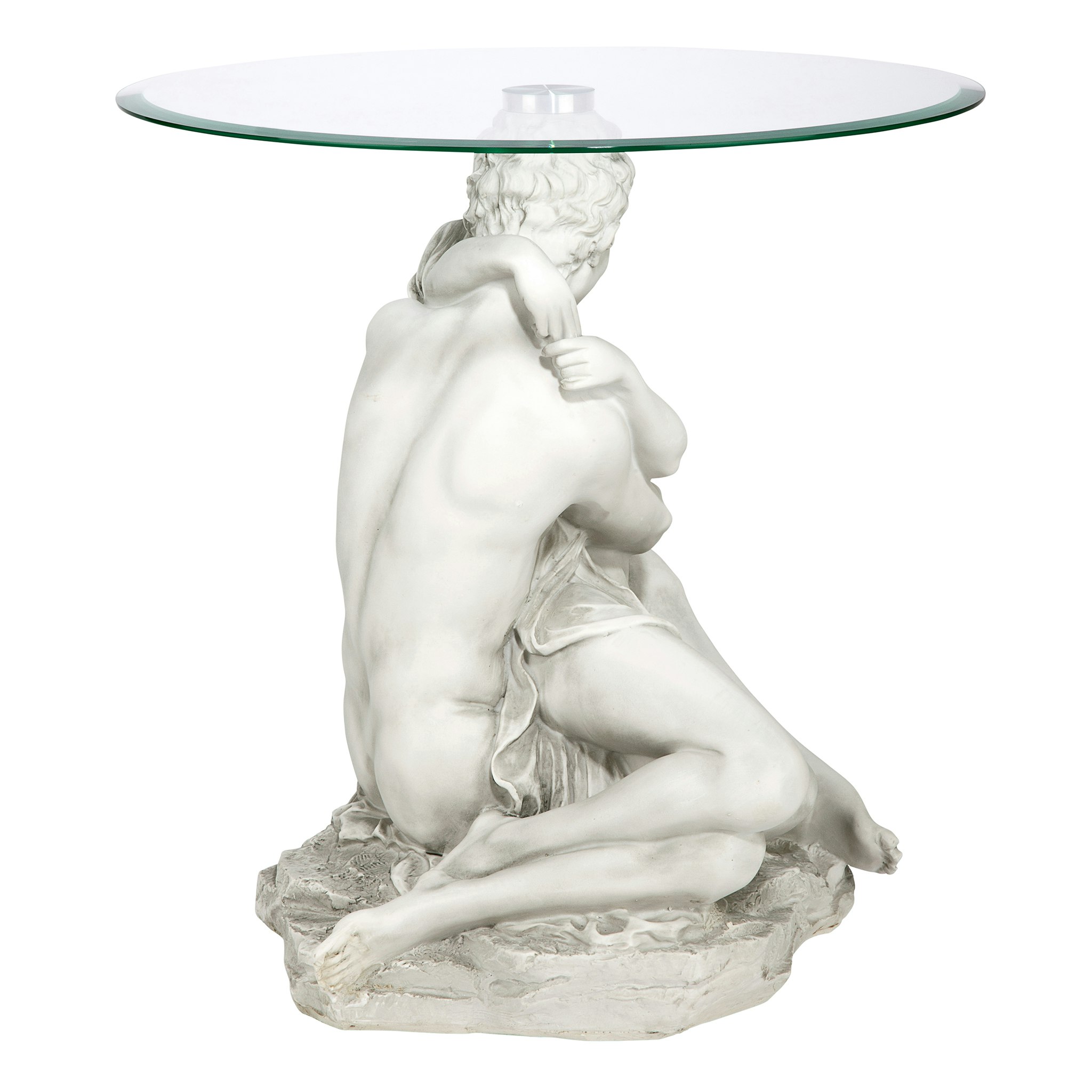 Toscano - Lovers in the Arms of Romance Sculptural Table in Antique Stone, Designer Resin