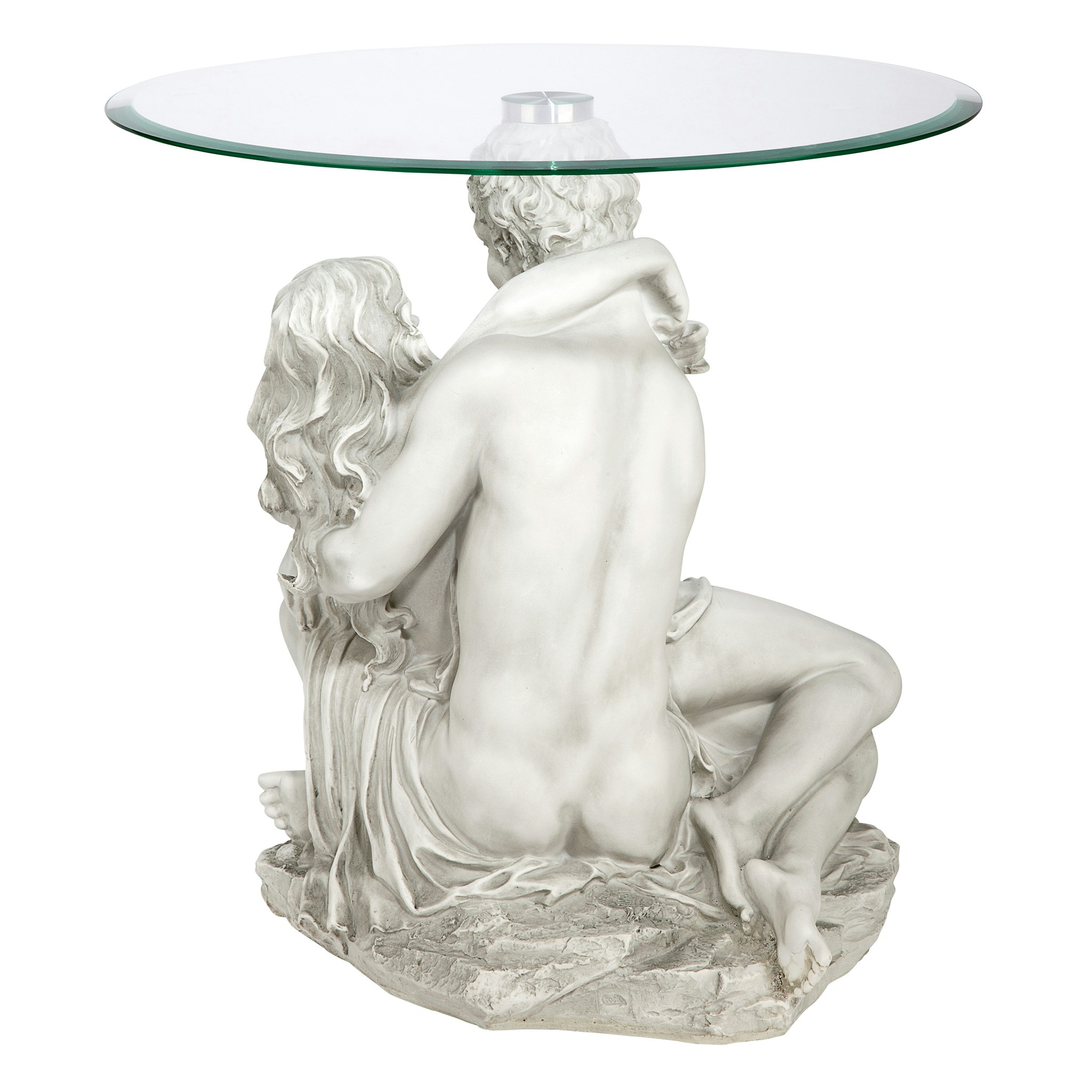 Toscano - Lovers in the Arms of Romance Sculptural Table in Antique Stone, Designer Resin