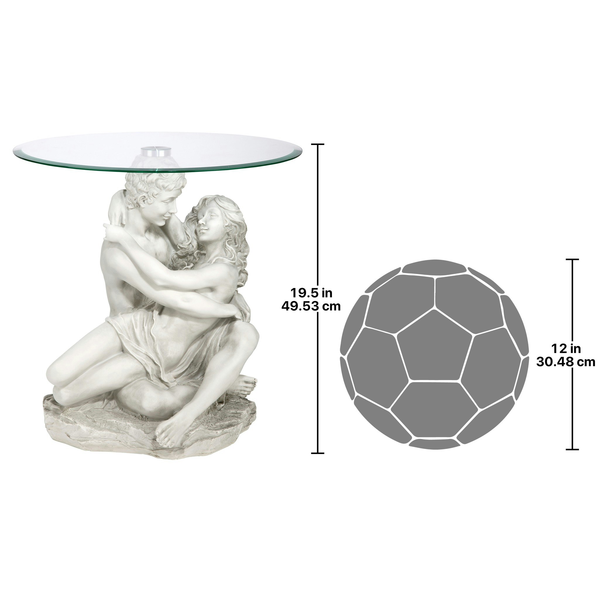 Toscano - Lovers in the Arms of Romance Sculptural Table in Antique Stone, Designer Resin