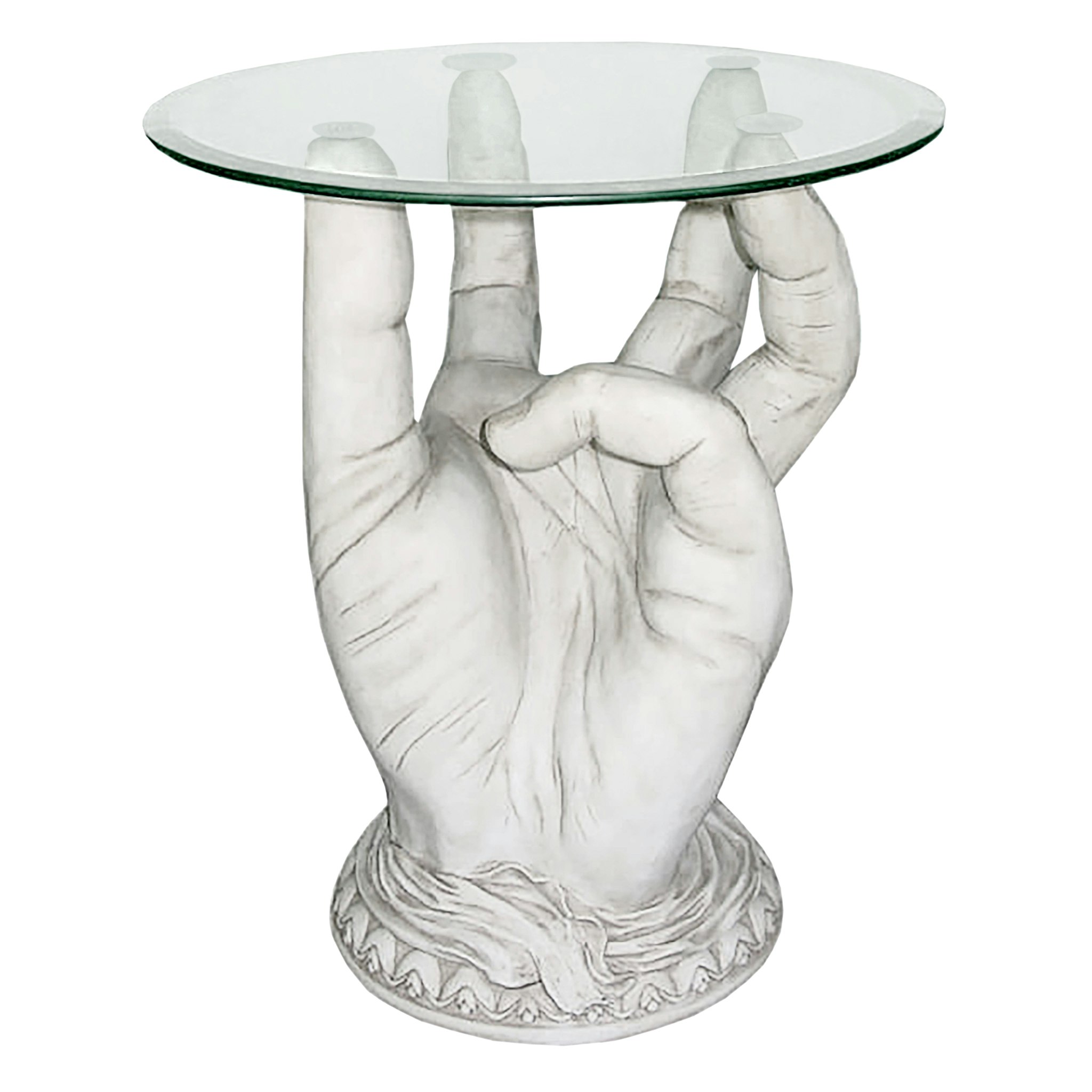 Toscano - At Your Service Sculptural Table in Antique Stone, Designer Resin