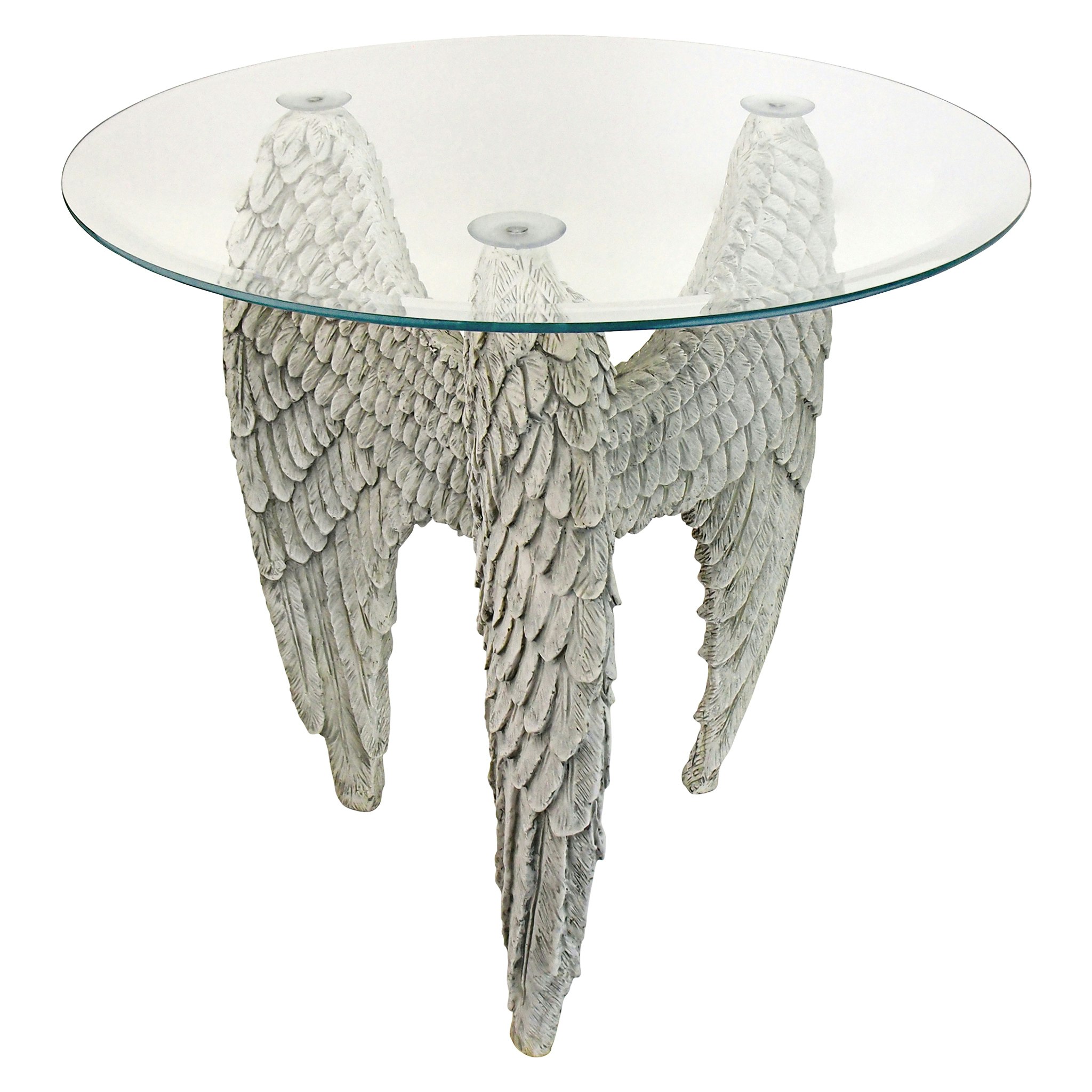 Toscano - Angel Wings at Our Feet Sculptural Table in Antique Stone, Designer Resin