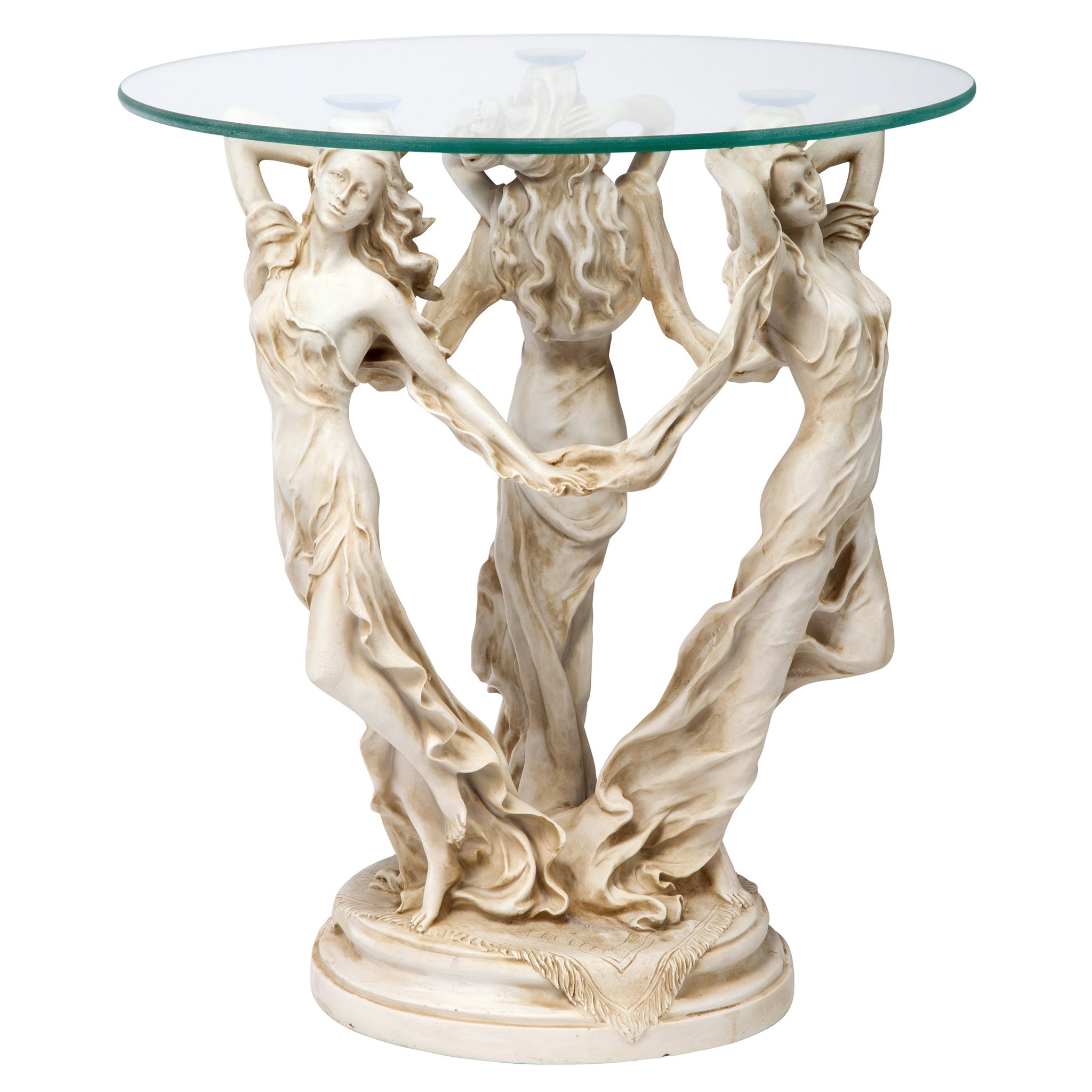 Toscano - Three Muses of Ancient Greece Sculptural Table in Antique Stone, Designer Resin