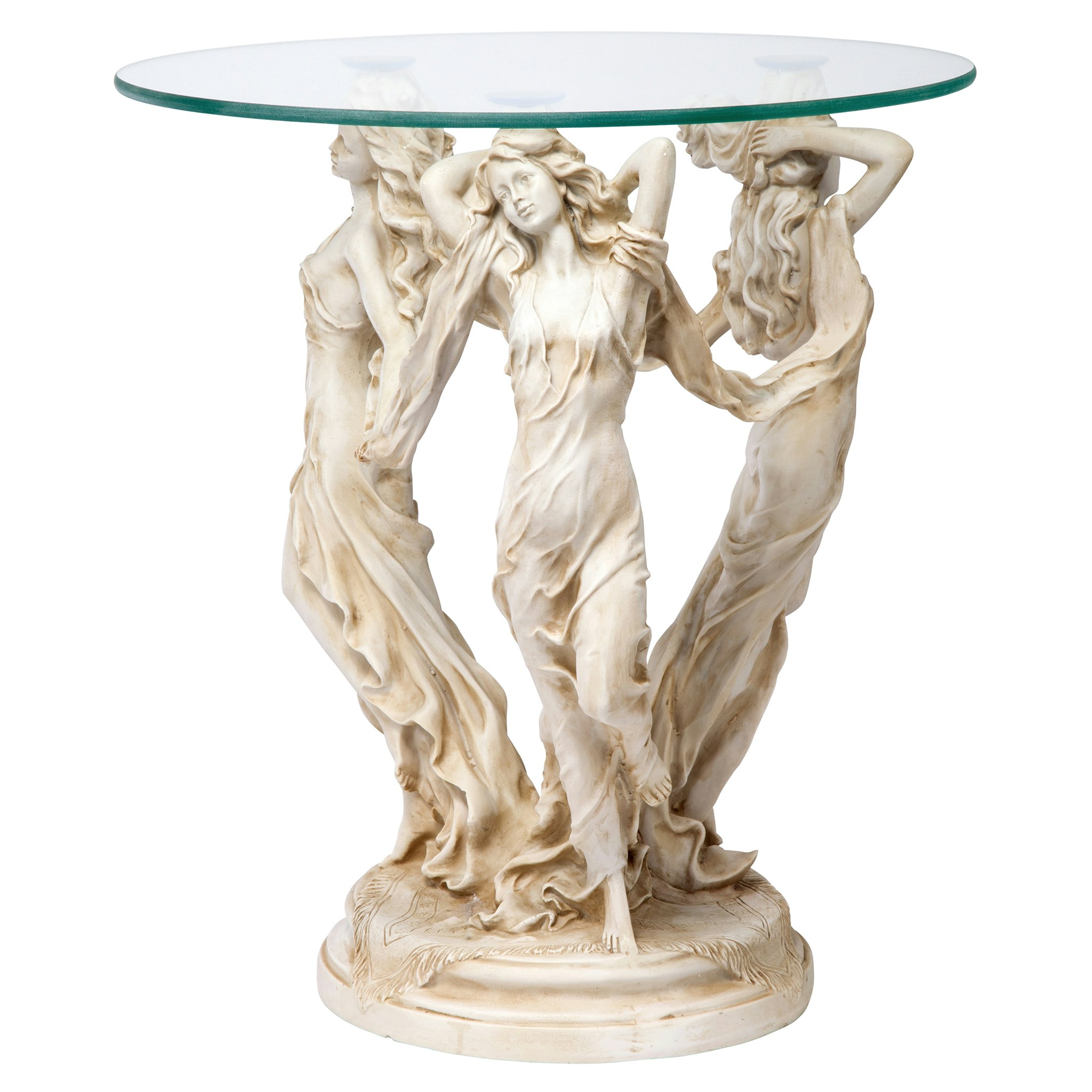 Toscano - Three Muses of Ancient Greece Sculptural Table in Antique Stone, Designer Resin