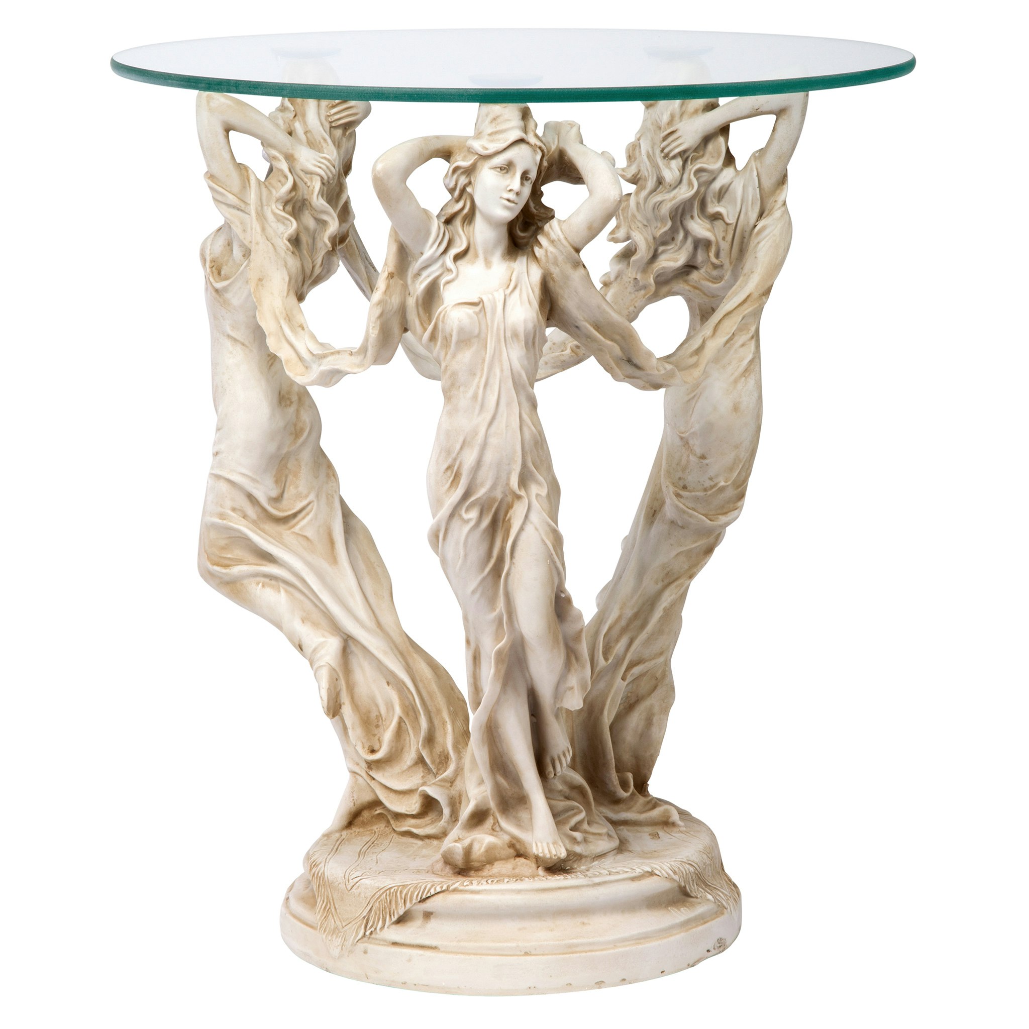 Toscano - Three Muses of Ancient Greece Sculptural Table in Antique Stone, Designer Resin