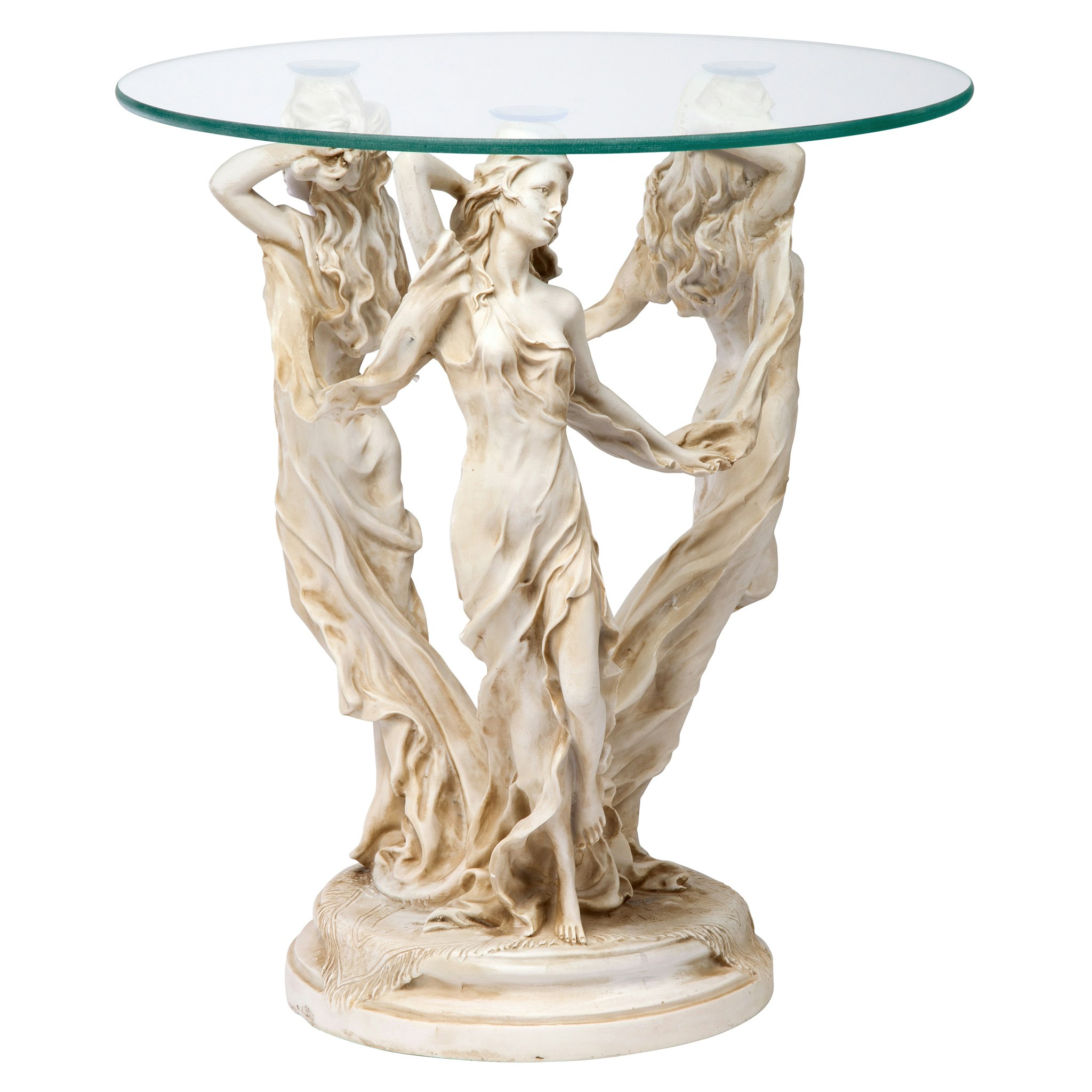 Toscano - Three Muses of Ancient Greece Sculptural Table in Antique Stone, Designer Resin