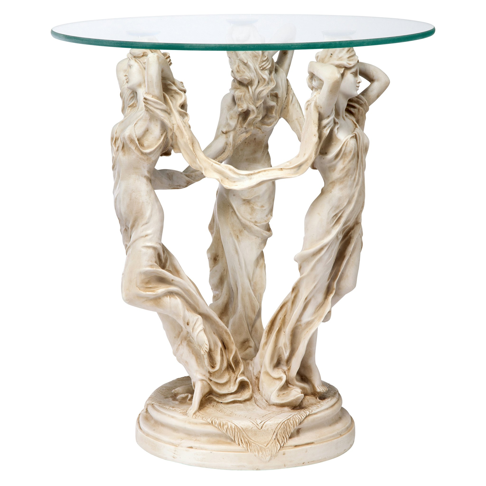 Toscano - Three Muses of Ancient Greece Sculptural Table in Antique Stone, Designer Resin