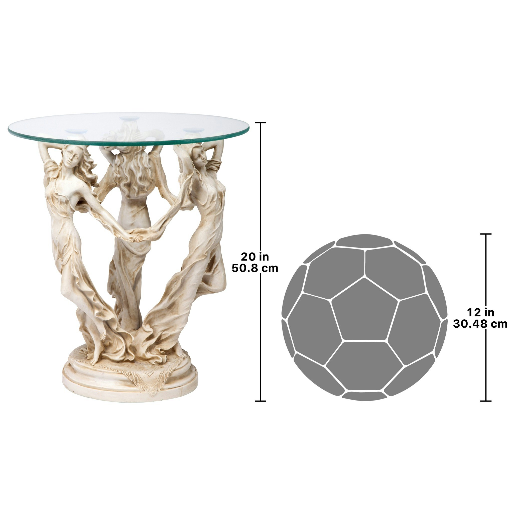 Toscano - Three Muses of Ancient Greece Sculptural Table in Antique Stone, Designer Resin