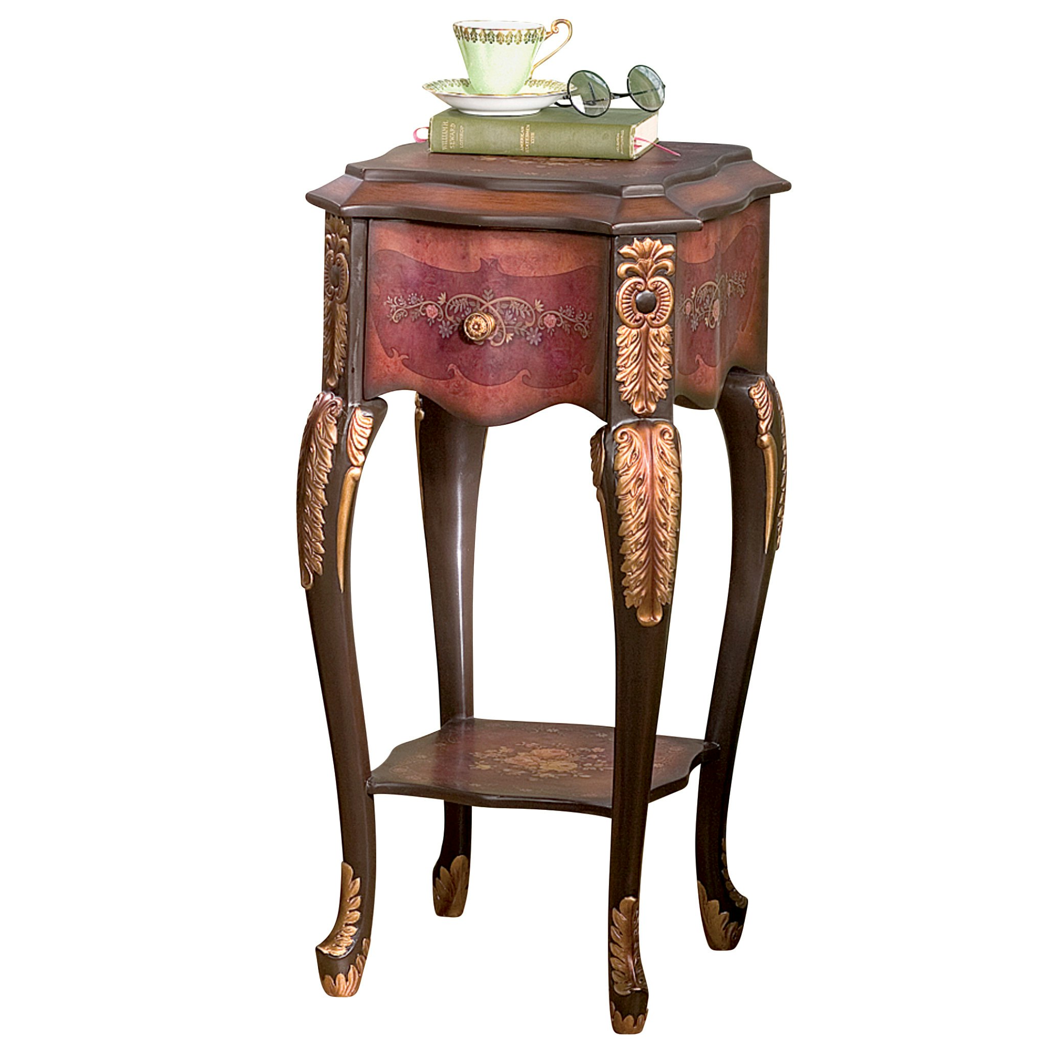 Toscano - Floral Bouquet Chiffoniere Side Table in Desinger Resin