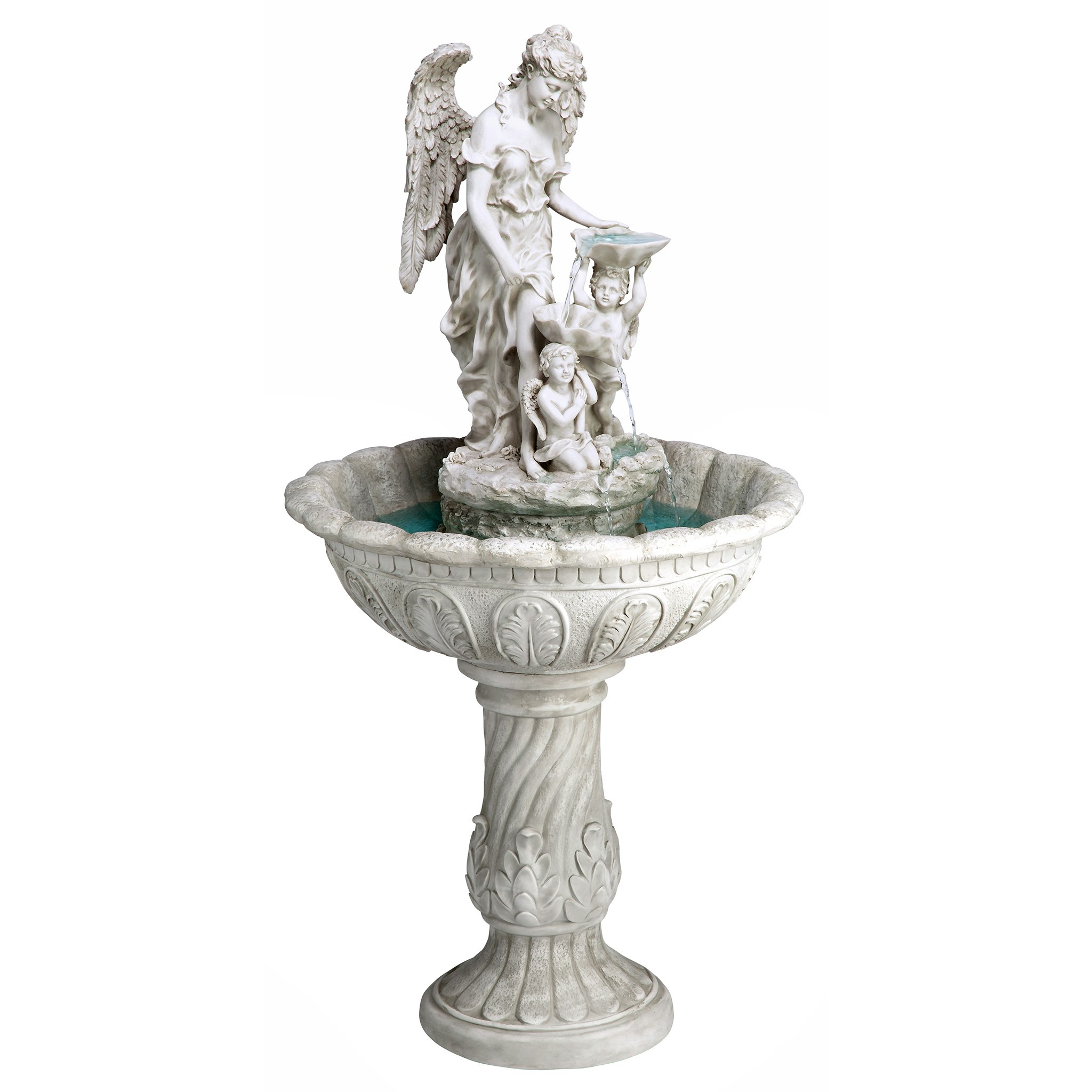 Toscano Heavenly Moments Angel Sculptural Fountain - Antique Stone