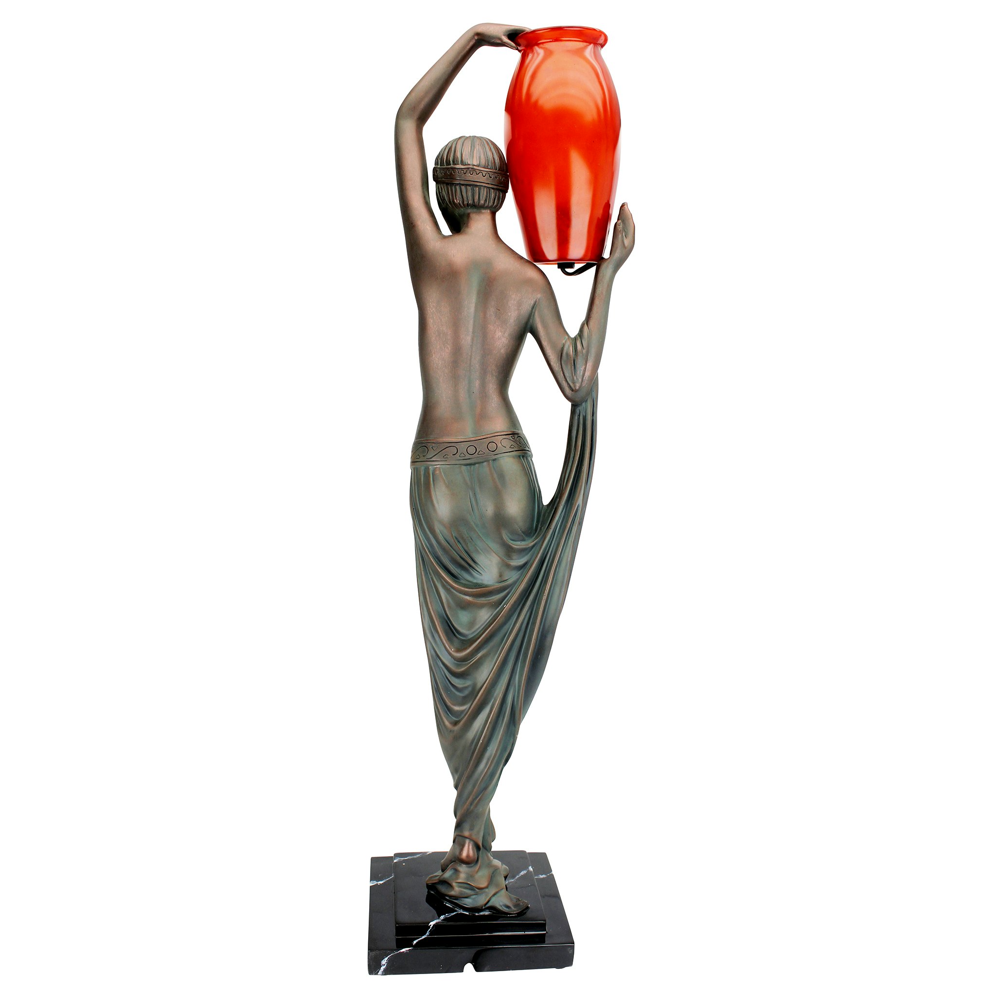 Toscano - Art Deco Goddess of Light Sculptural Table Lamp in Bronze, Designer Resin