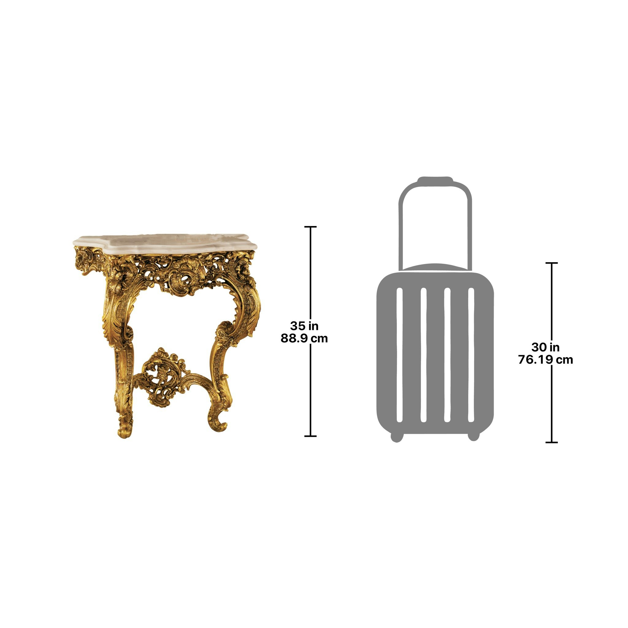 Toscano - Madame Antoinette Wall Console Table in Gold, Designer Resin