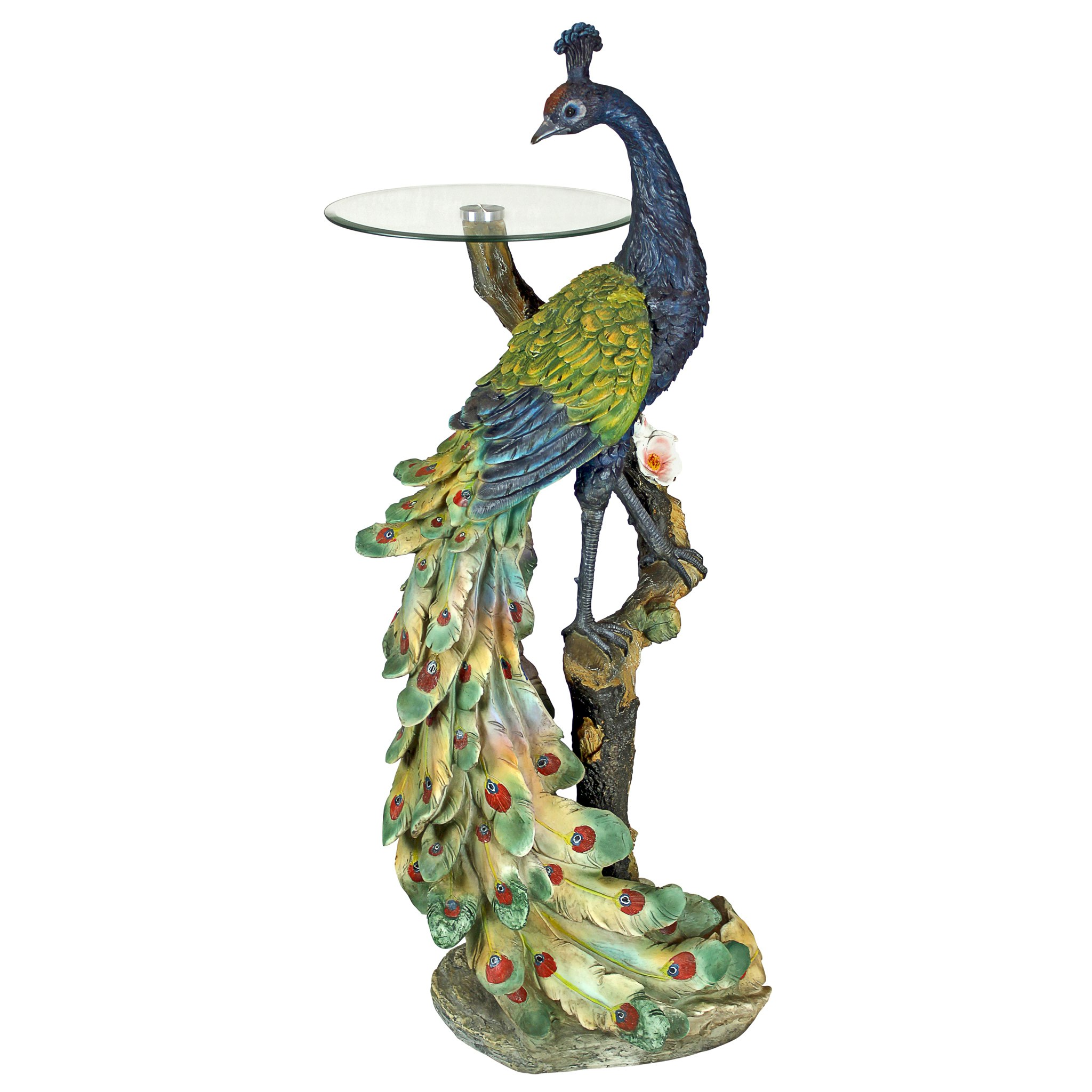 Toscano - Peacock Perch Sculptural Pedestal Table in Designer Resin