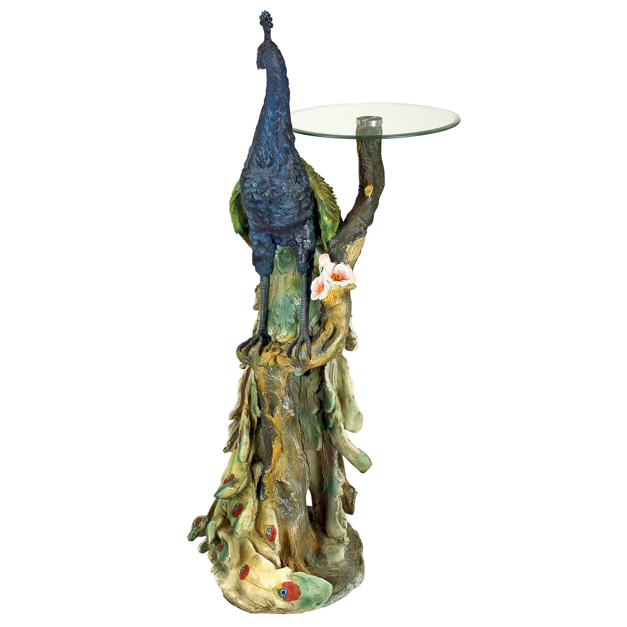 Toscano - Peacock Perch Sculptural Pedestal Table in Designer Resin