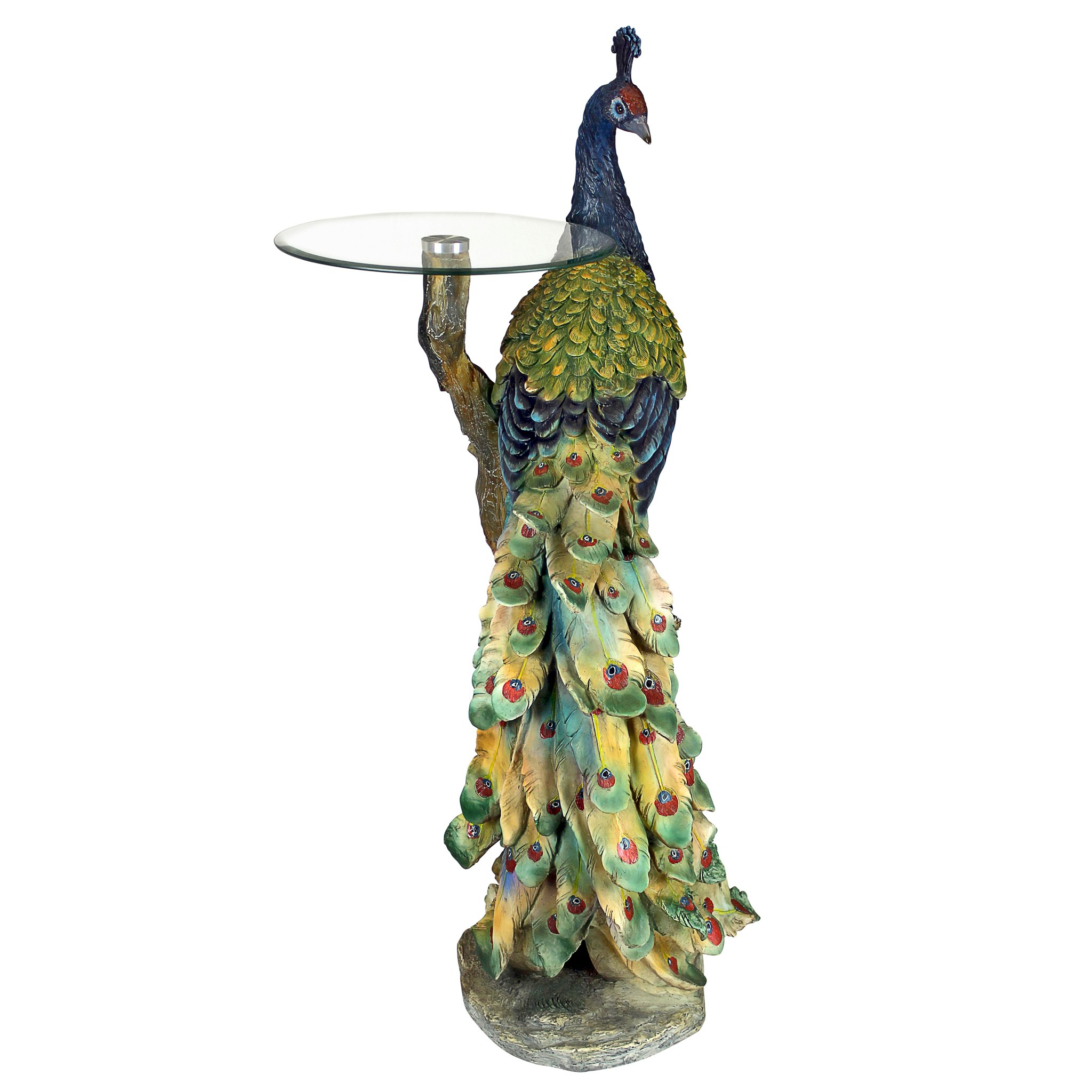 Toscano - Peacock Perch Sculptural Pedestal Table in Designer Resin