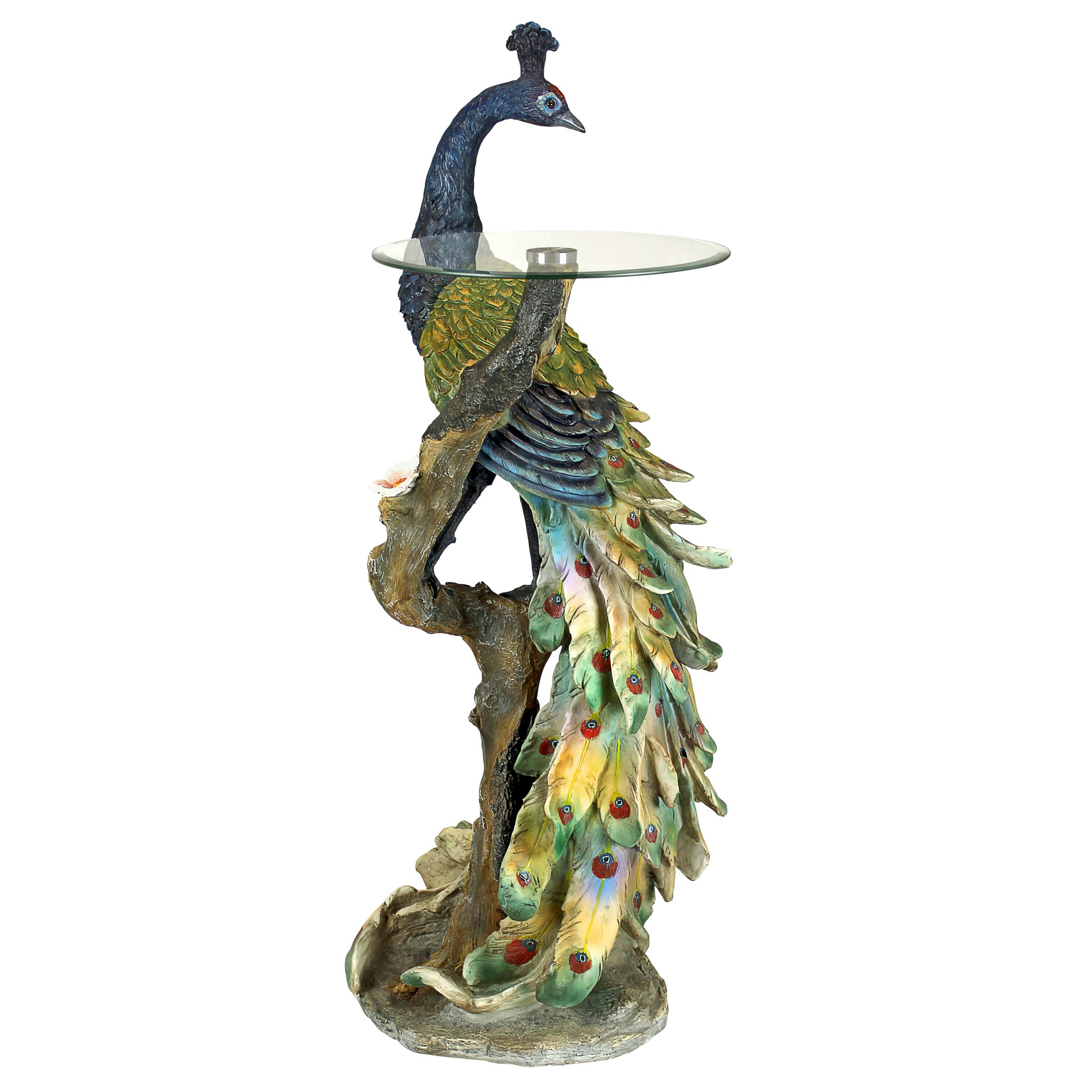 Toscano - Peacock Perch Sculptural Pedestal Table in Designer Resin