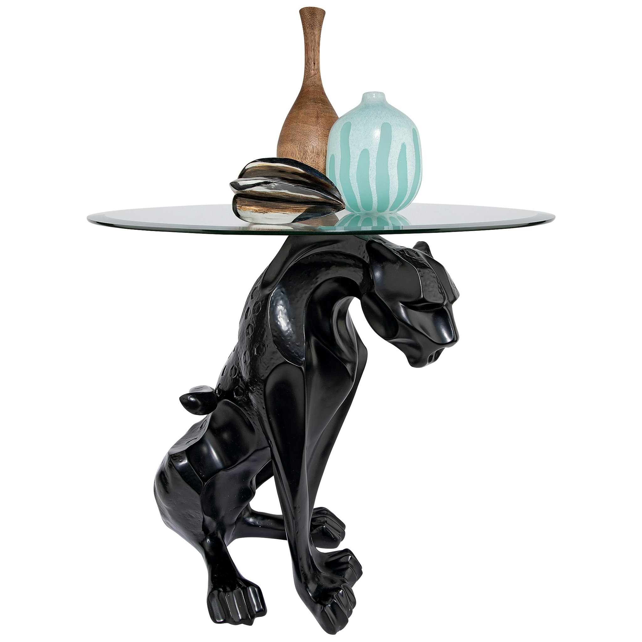 Toscano - Black Jaguar Sculptural Table in Designer Resin