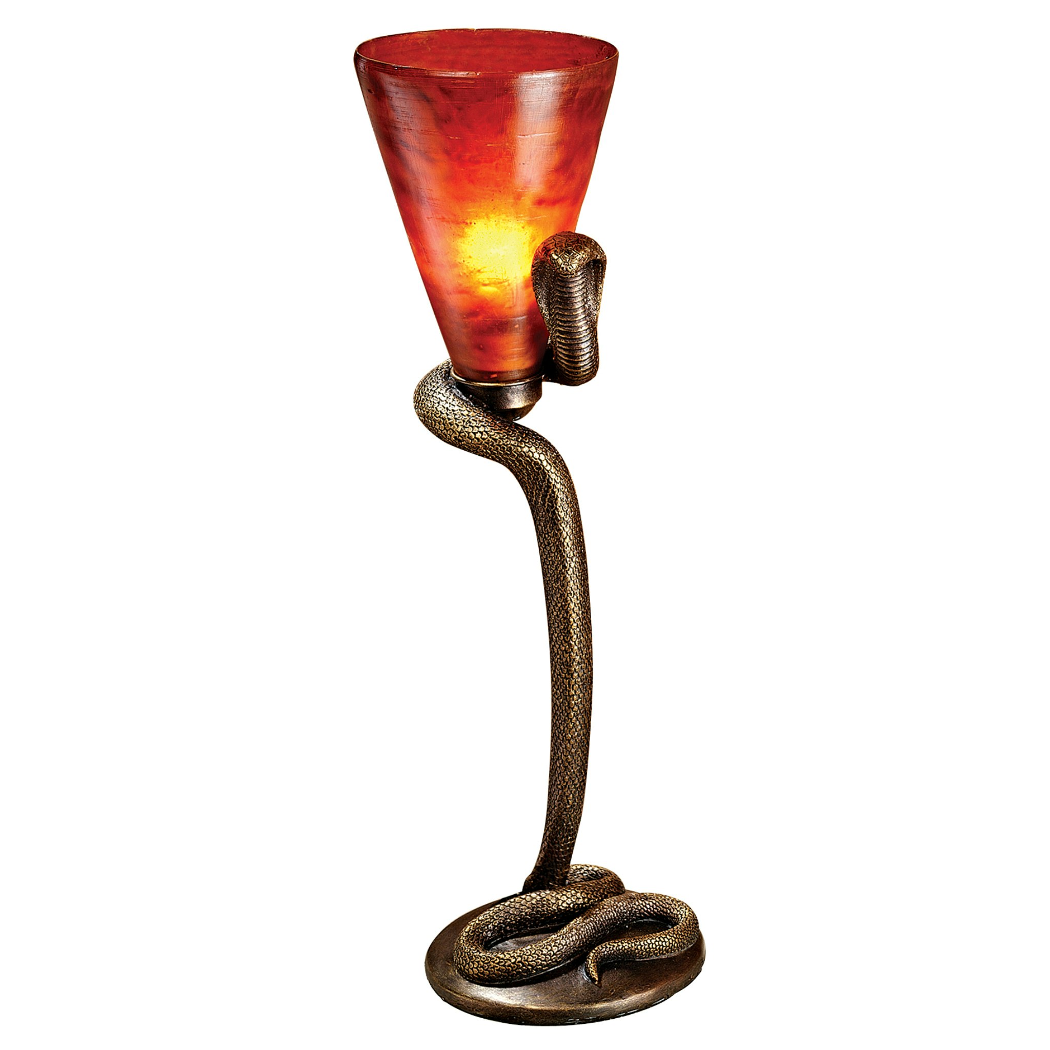 Toscano - Uraeus Egyptian Cobra God Altar Lamp in Bronze, Designer Resin