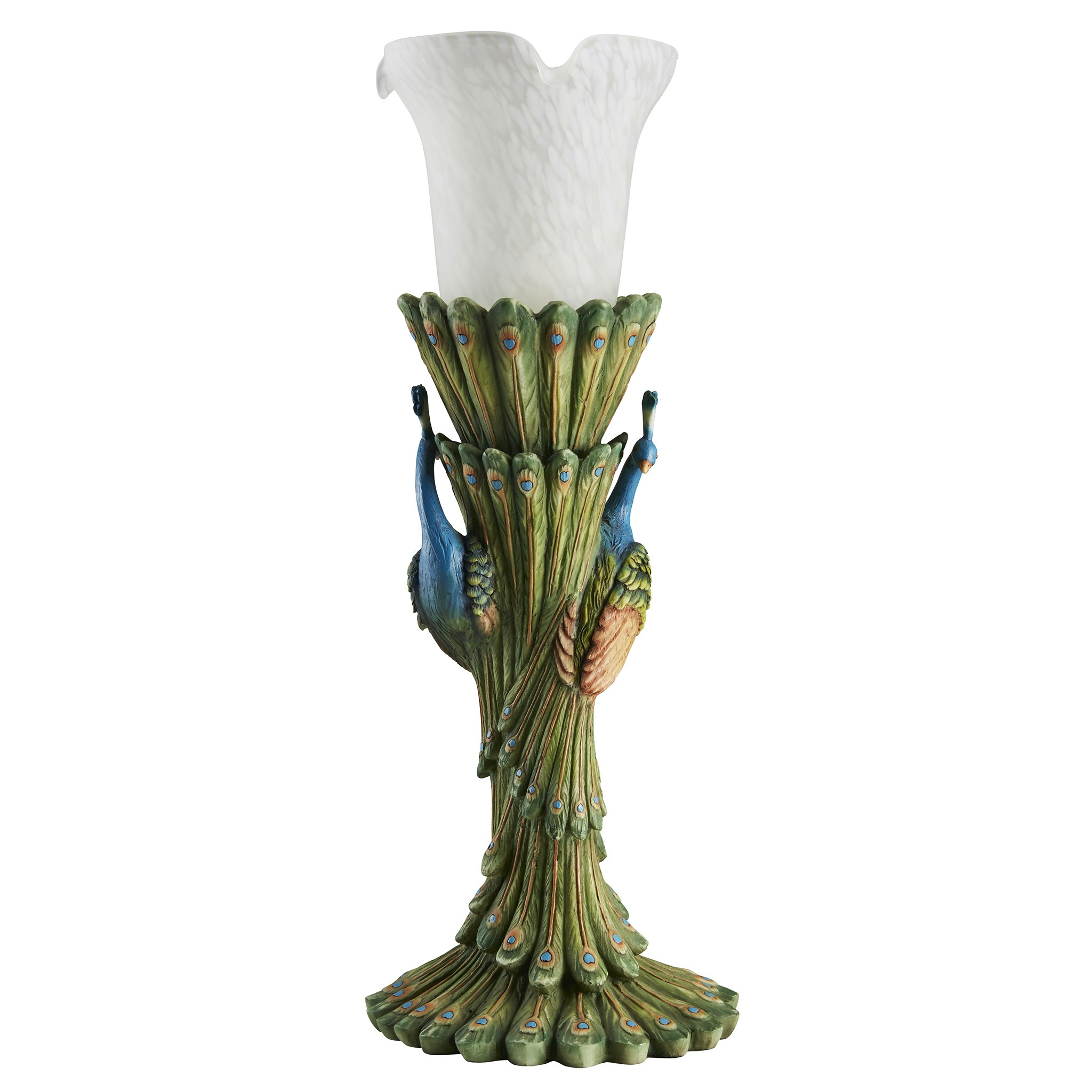 Toscano - Victorian Peacock Torchiere Sculptural Table Lamp in Designer Resin