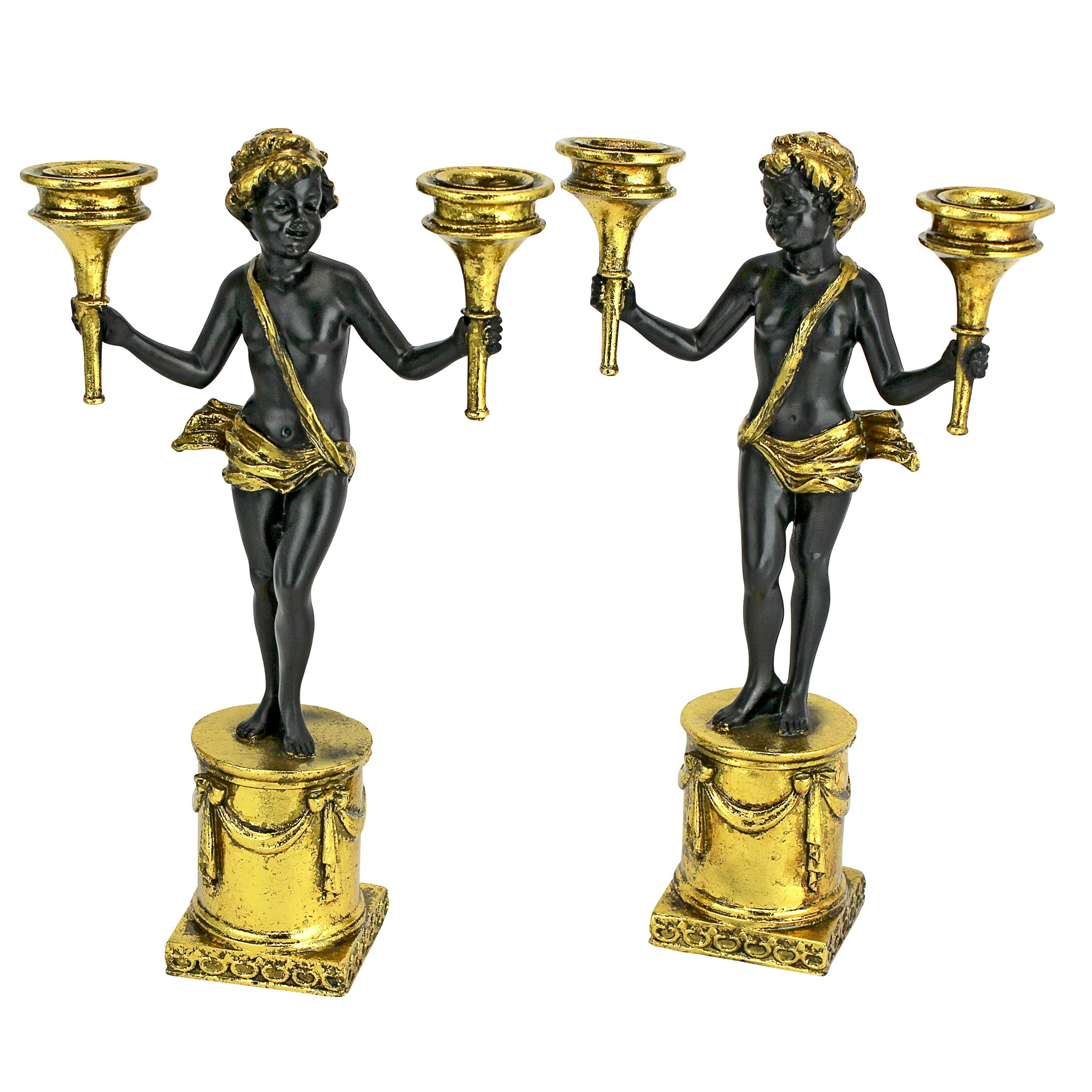 Toscano - Set of 2 French Neoclassical Cherub Candlestick