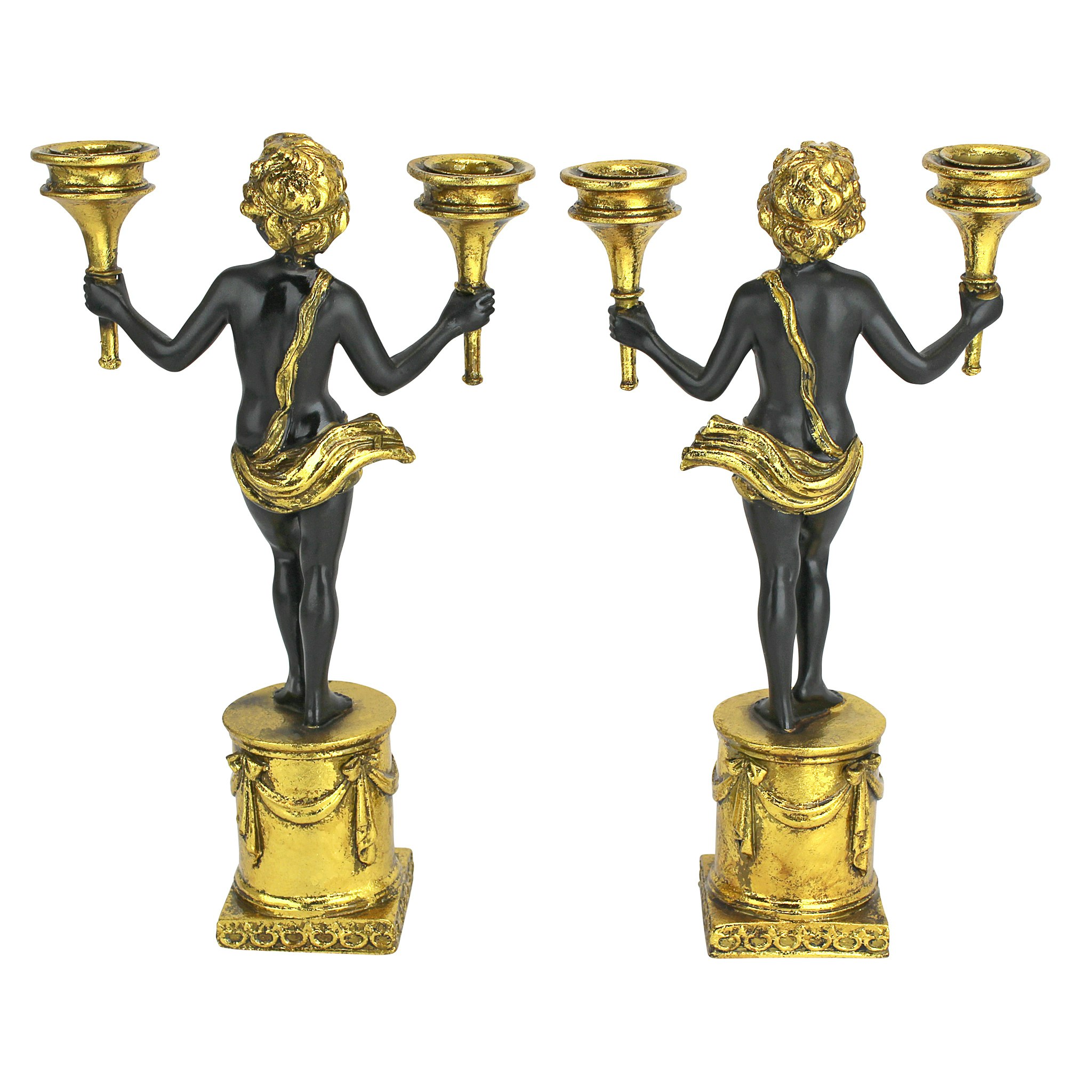 Toscano - Set of 2 French Neoclassical Cherub Candlestick