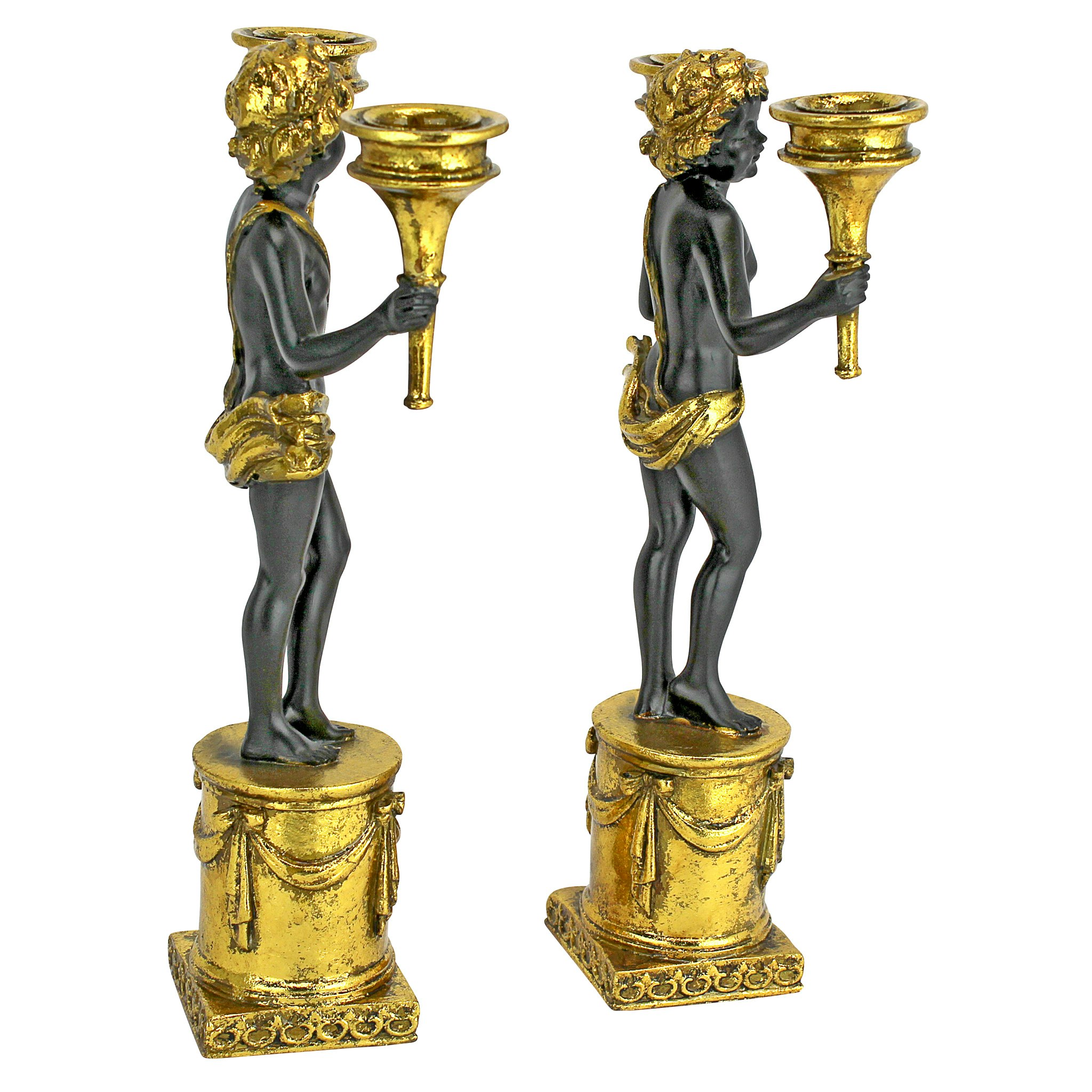 Toscano - Set of 2 French Neoclassical Cherub Candlestick