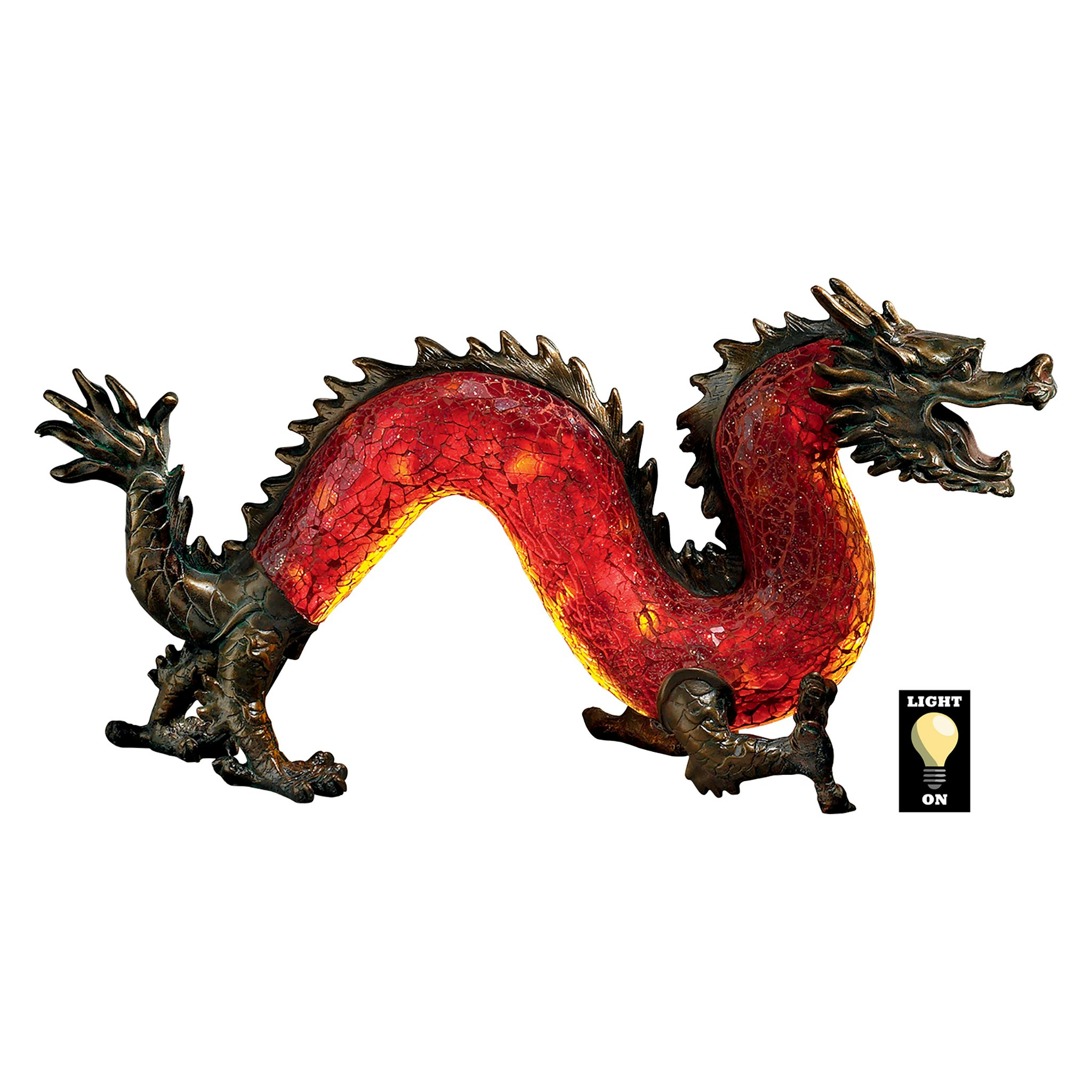 Toscano - Dragon Dance of Light Illuminated Mosaic Glass Statue