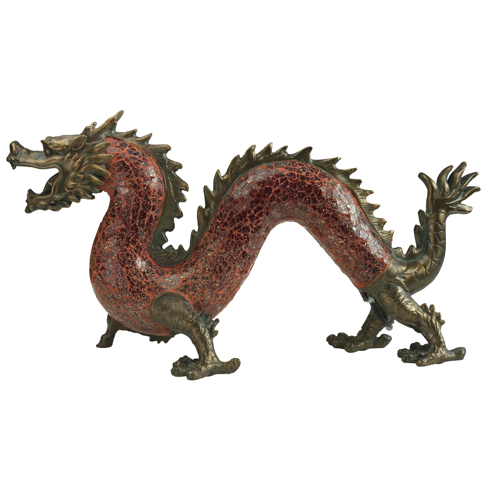 Toscano - Dragon Dance of Light Illuminated Mosaic Glass Statue