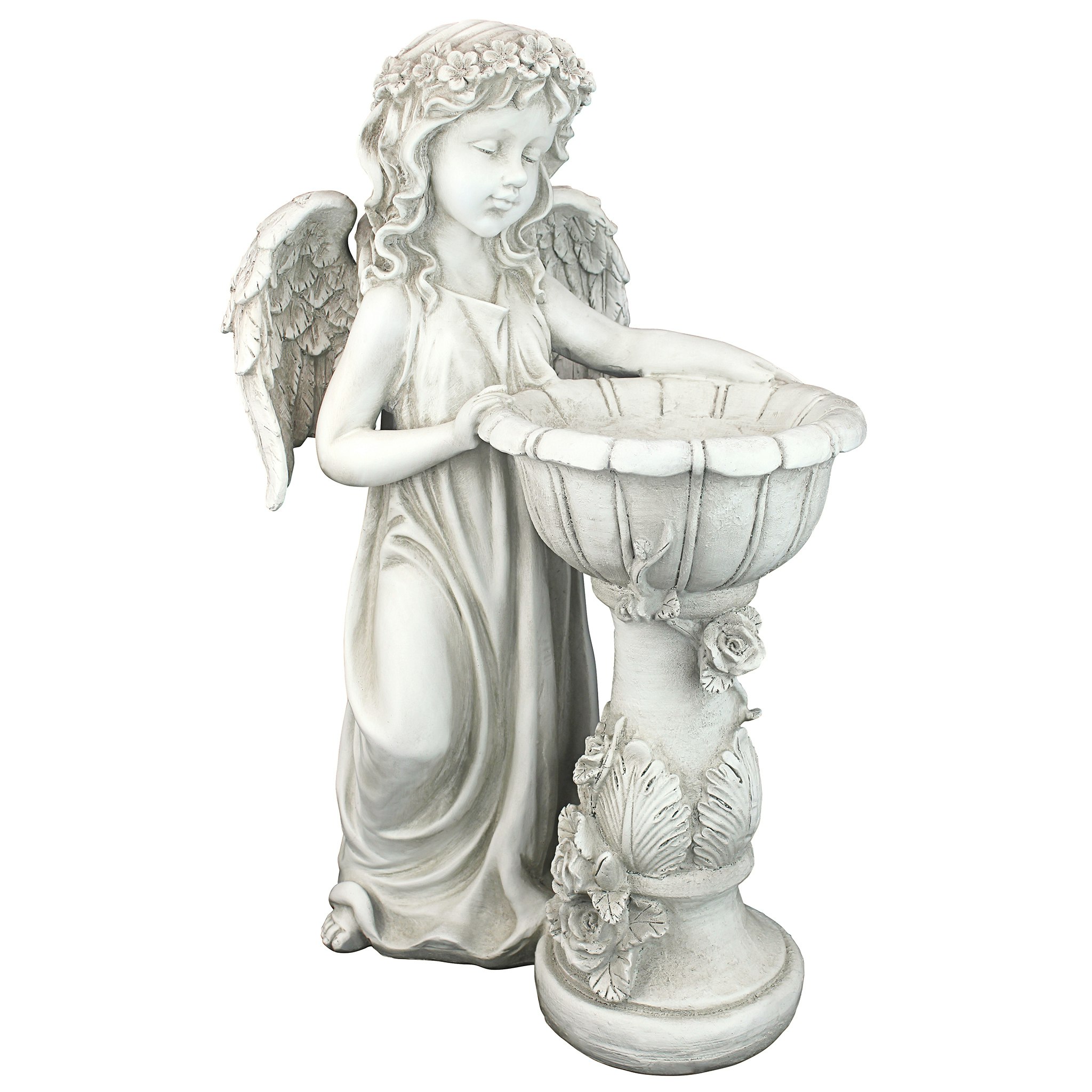 Toscano - Angelique Garden Splash Angel at Birdbath Statue