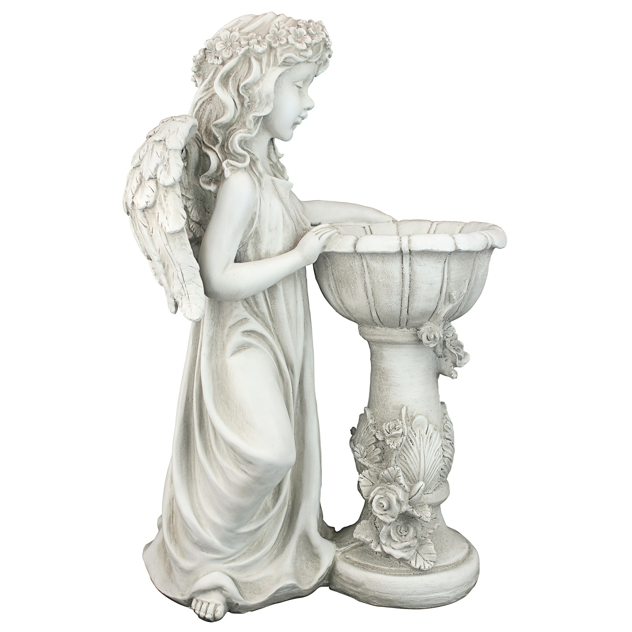 Toscano - Angelique Garden Splash Angel at Birdbath Statue